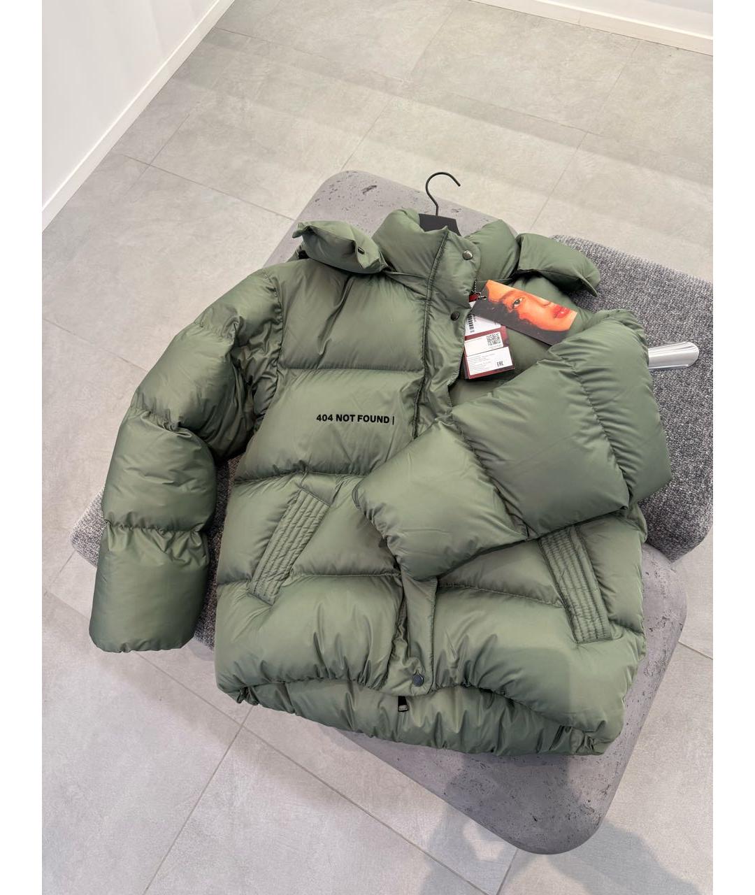 404NOTFOUND Зеленый полиэстеровый пуховик, фото 3
