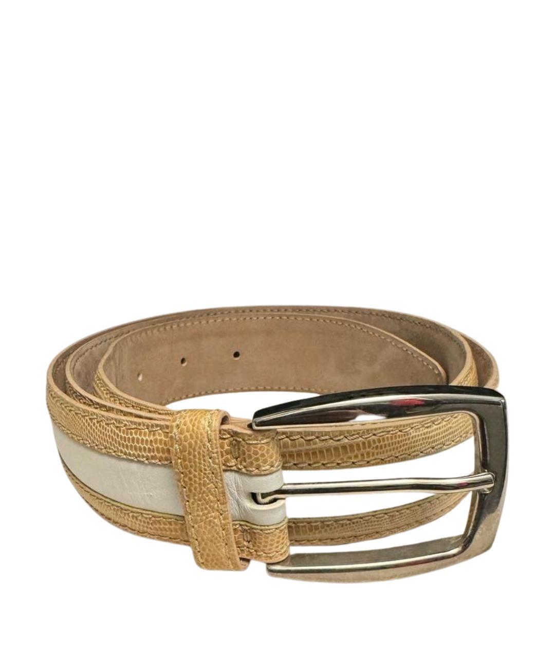 BRIONI Бежевый кожаный ремень, фото 1