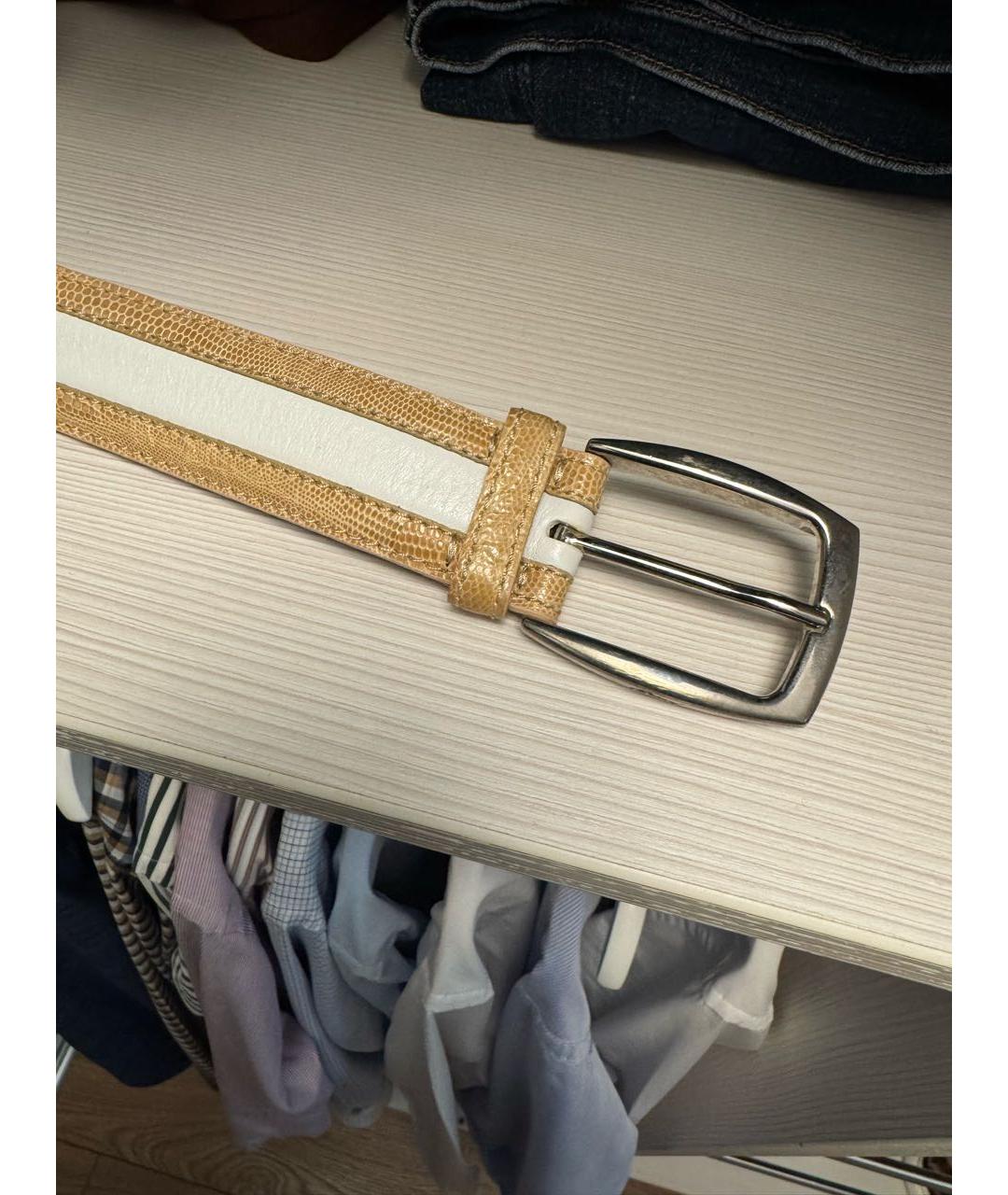 BRIONI Бежевый кожаный ремень, фото 2