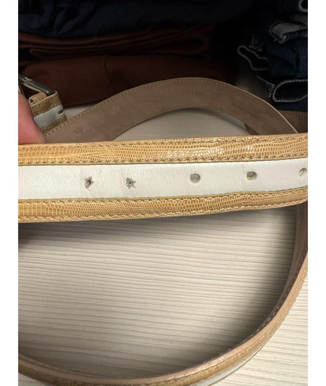 BRIONI Бежевый кожаный ремень, фото 5