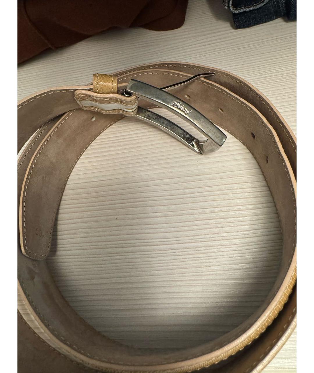 BRIONI Бежевый кожаный ремень, фото 4