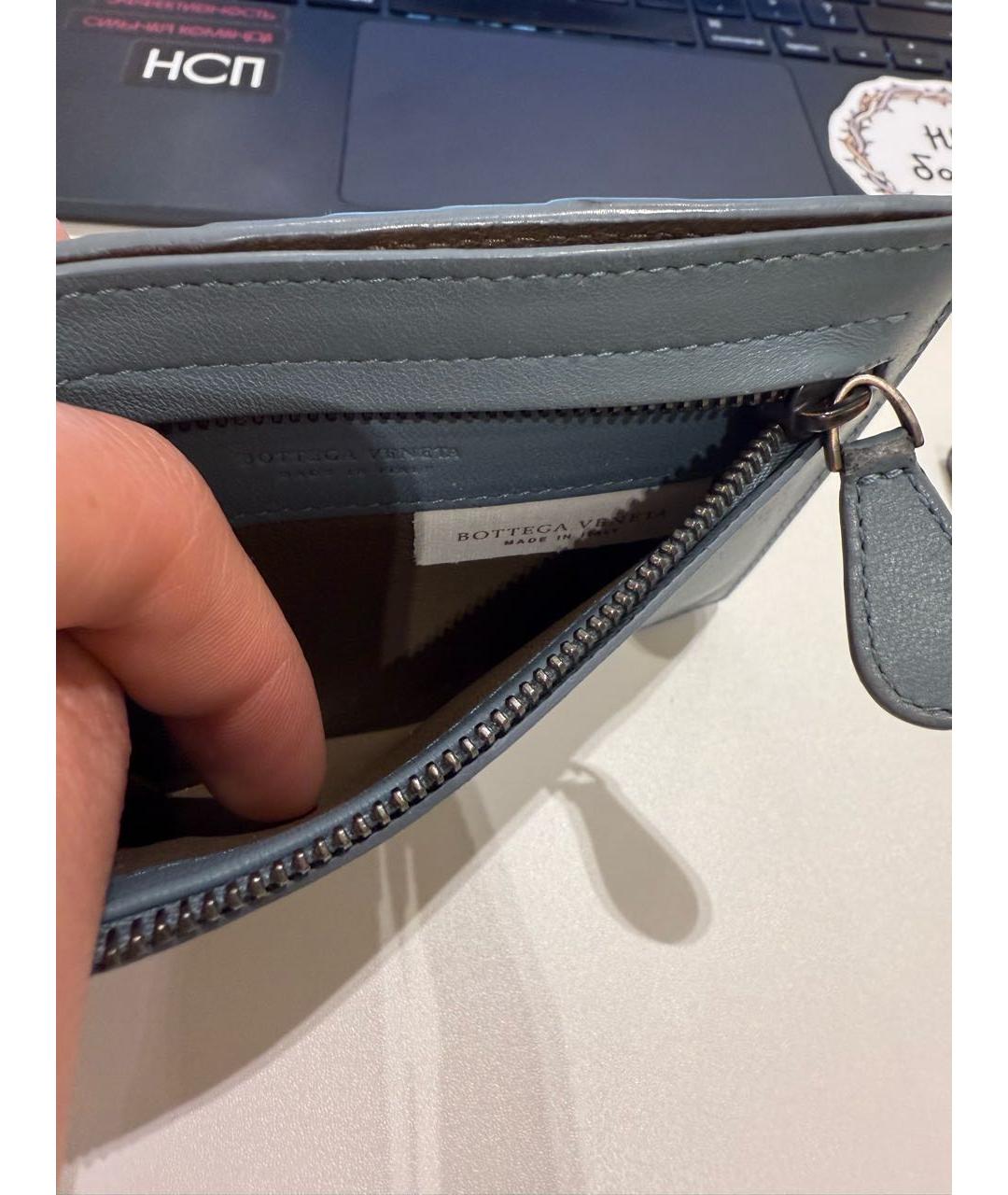 BOTTEGA VENETA Голубой кожаный кардхолдер, фото 4