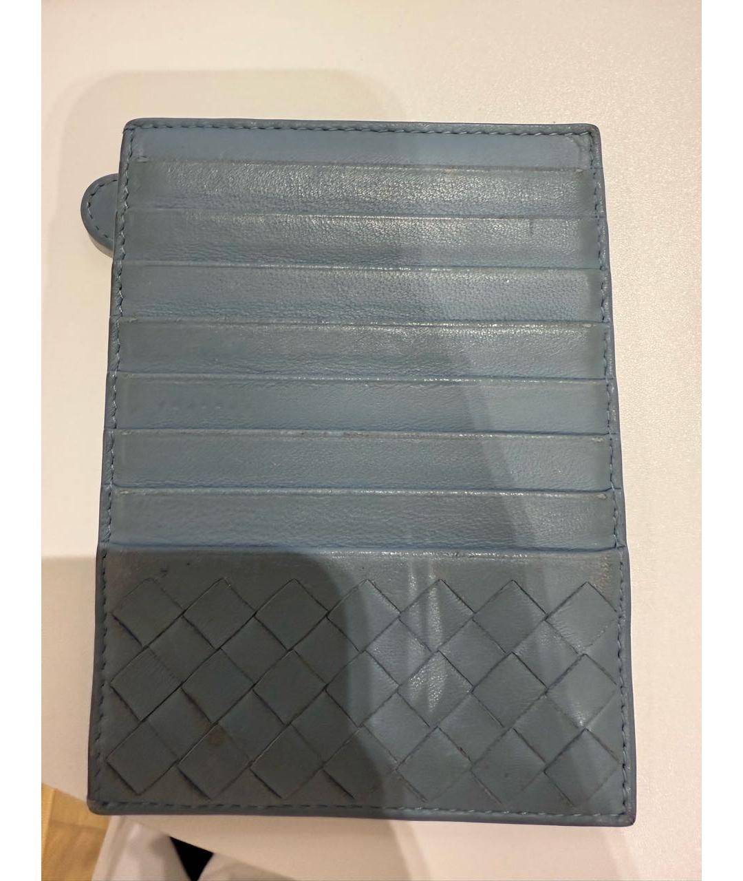 BOTTEGA VENETA Голубой кожаный кардхолдер, фото 5