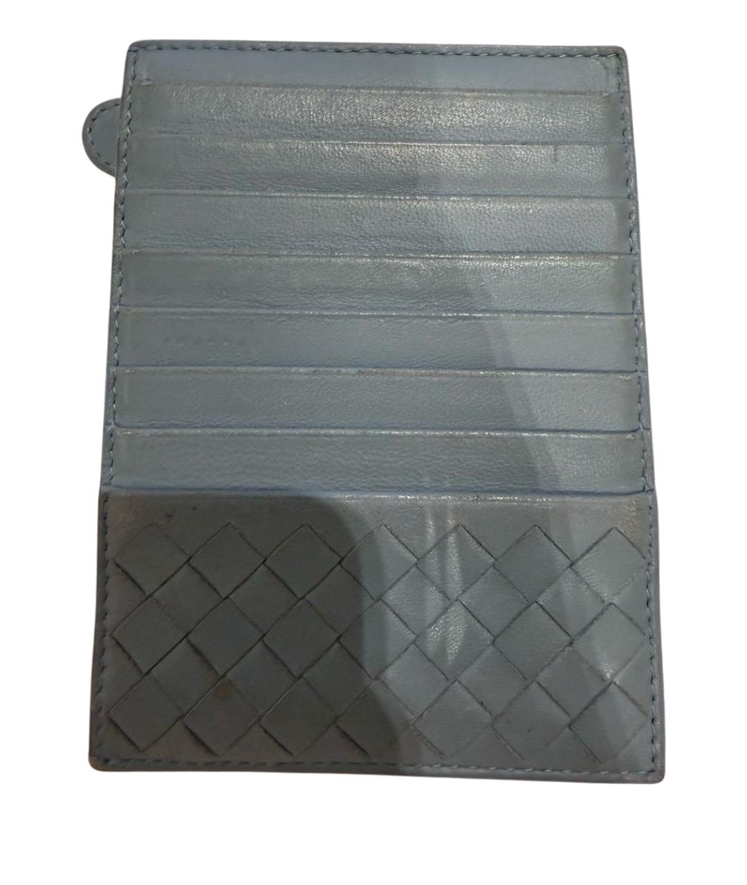 BOTTEGA VENETA Голубой кожаный кардхолдер, фото 1