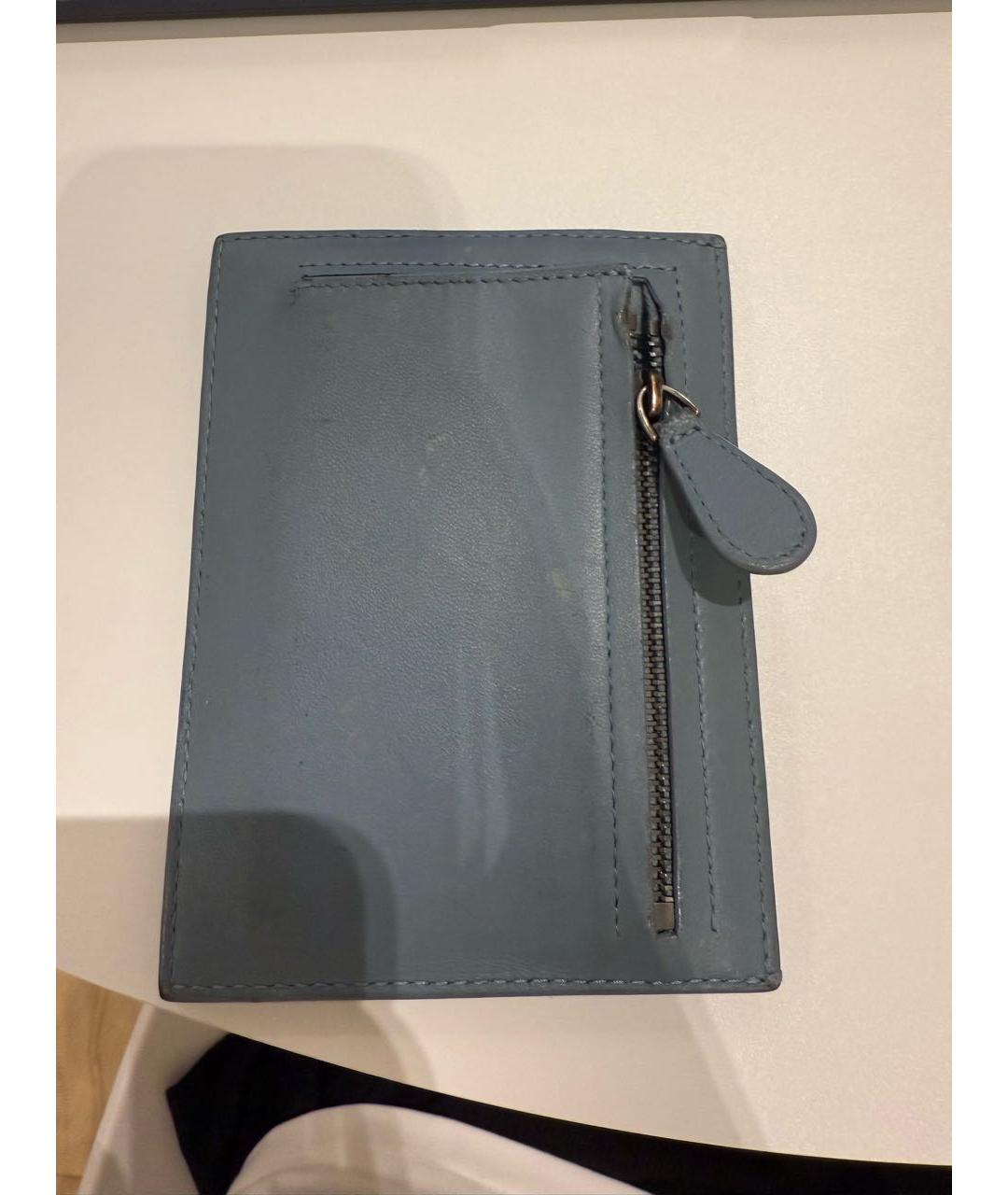 BOTTEGA VENETA Голубой кожаный кардхолдер, фото 2