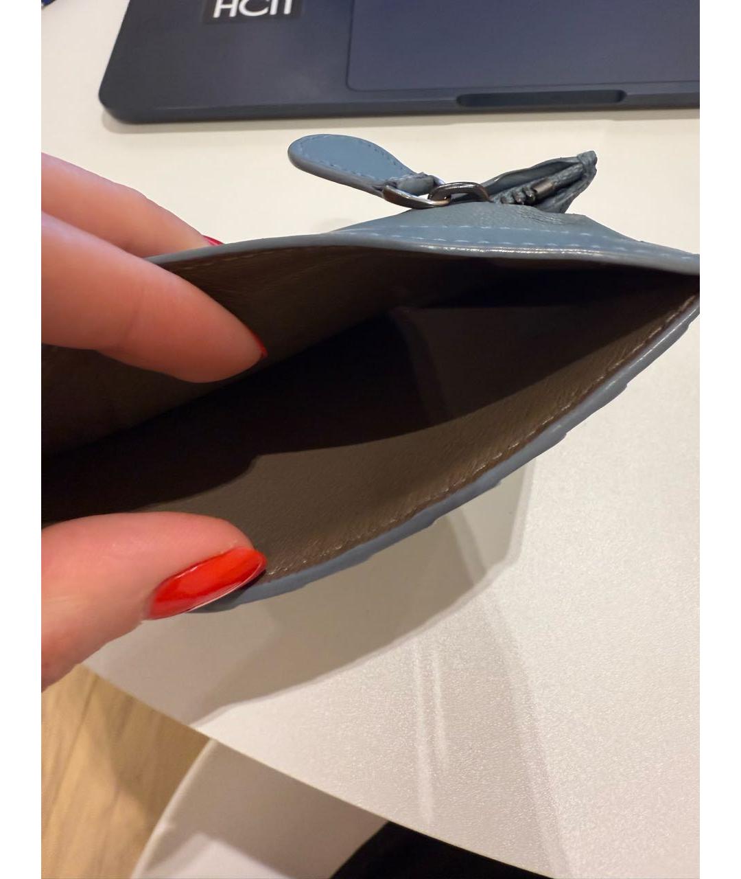 BOTTEGA VENETA Голубой кожаный кардхолдер, фото 3