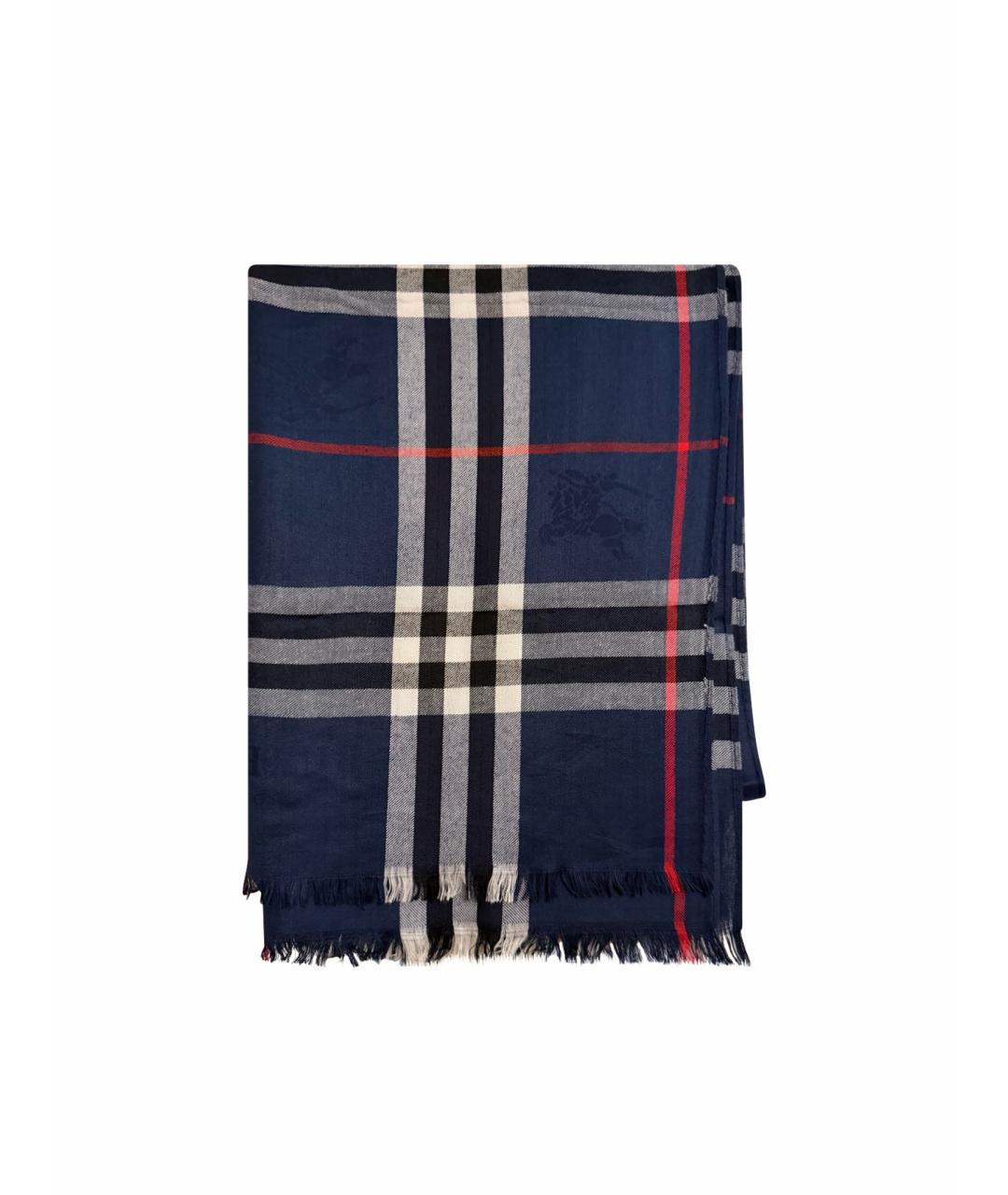 BURBERRY Темно-синий кашемировый шарф, фото 1