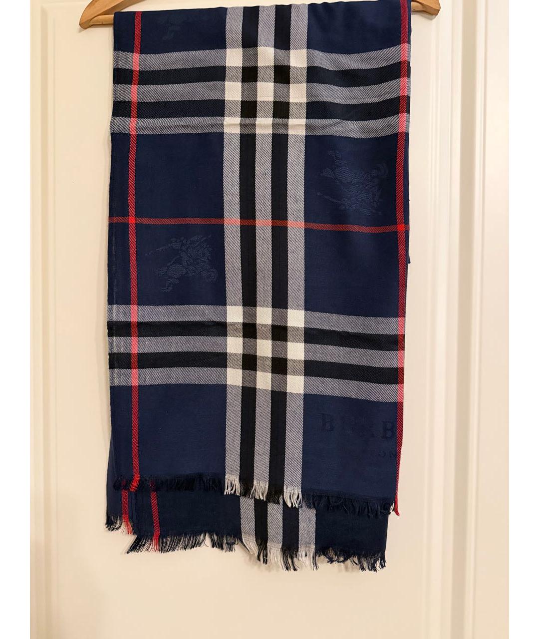 BURBERRY Темно-синий кашемировый шарф, фото 4