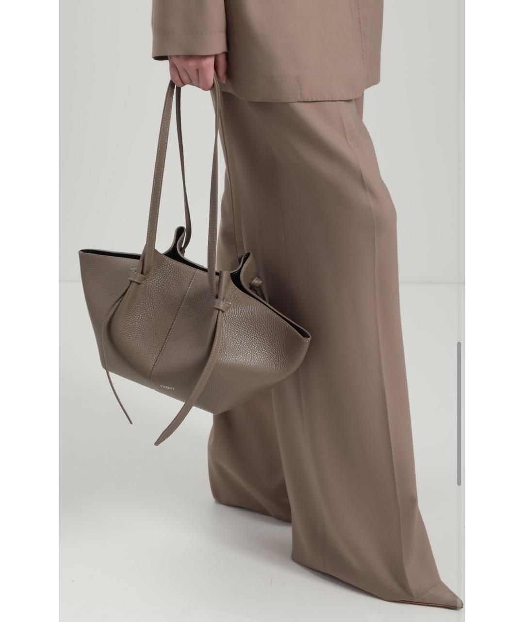 YUZEFI Бежевая кожаная сумка через плечо, фото 4