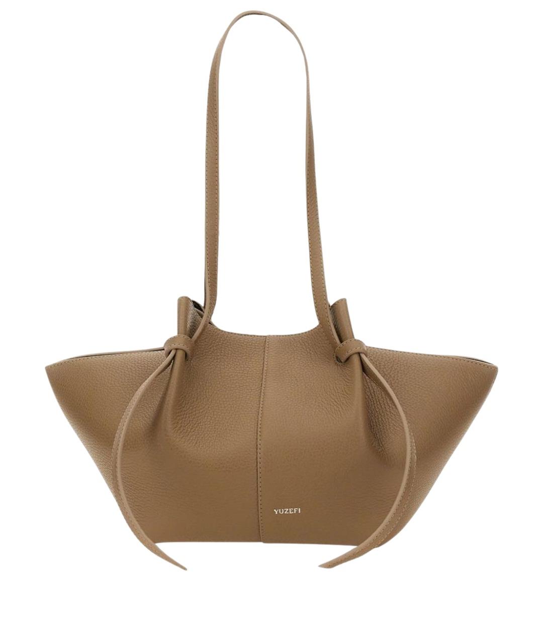 YUZEFI Бежевая кожаная сумка через плечо, фото 1