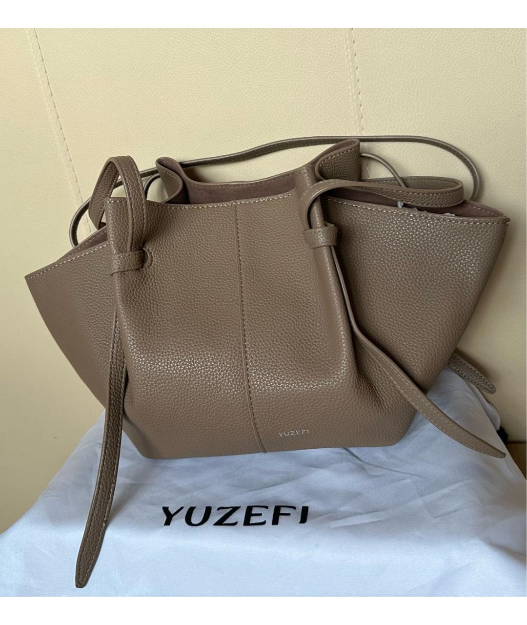 YUZEFI Бежевая кожаная сумка через плечо, фото 6