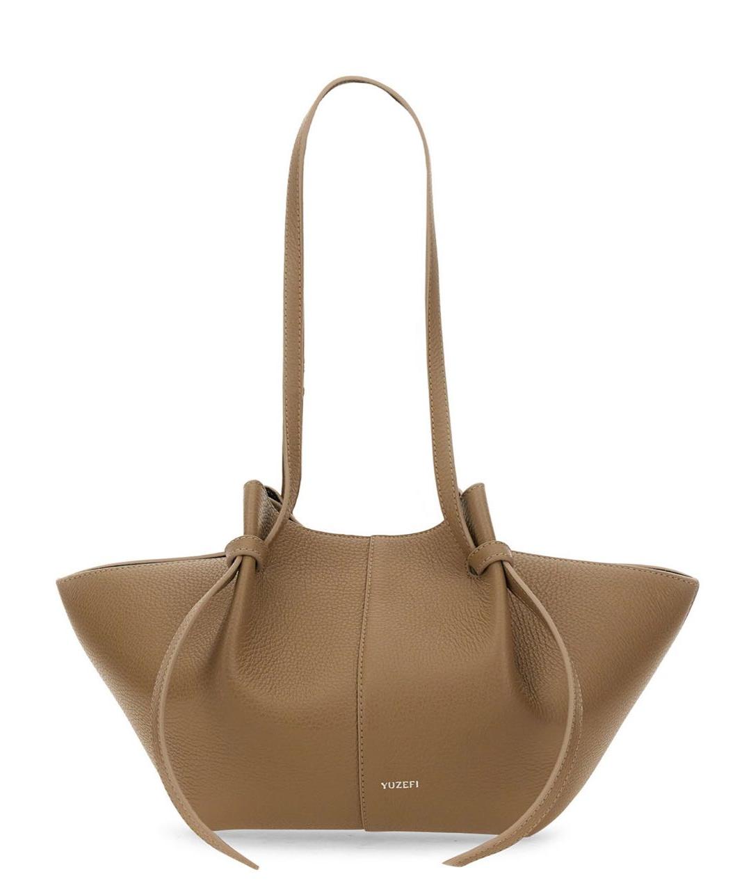 YUZEFI Бежевая кожаная сумка через плечо, фото 5