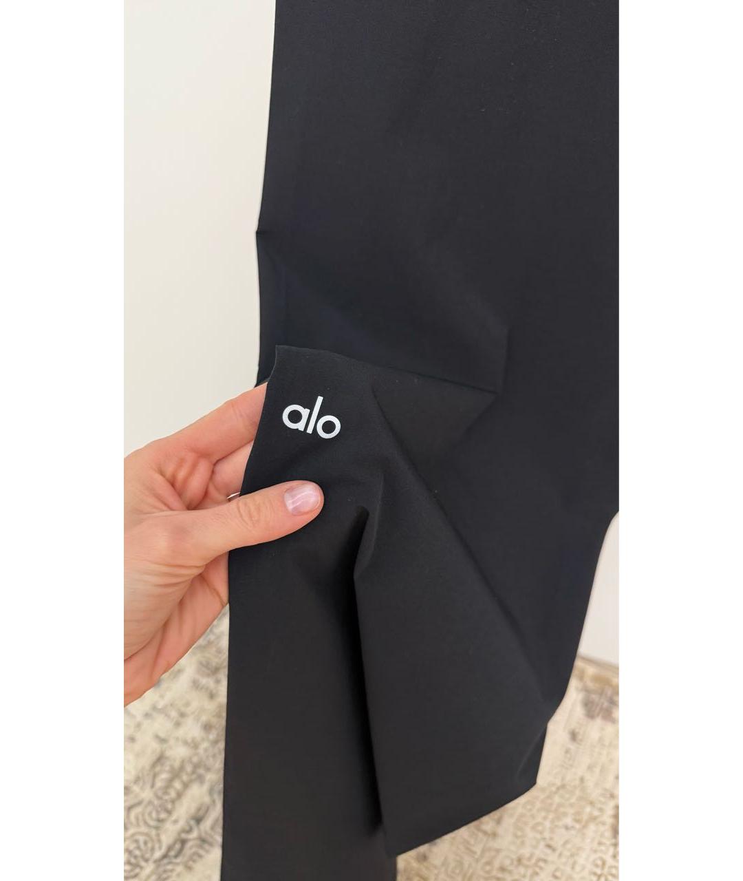 ALO YOGA Черные полиэстеровые брюки широкие, фото 5