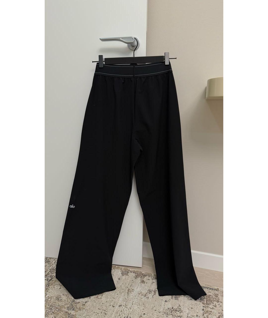 ALO YOGA Черные полиэстеровые брюки широкие, фото 2
