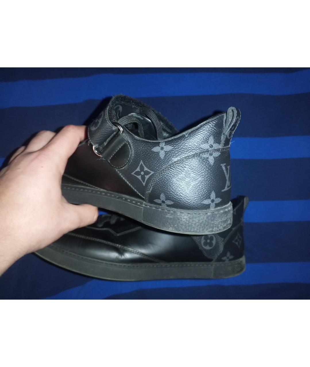 LOUIS VUITTON Черные кожаные низкие кроссовки / кеды, фото 4