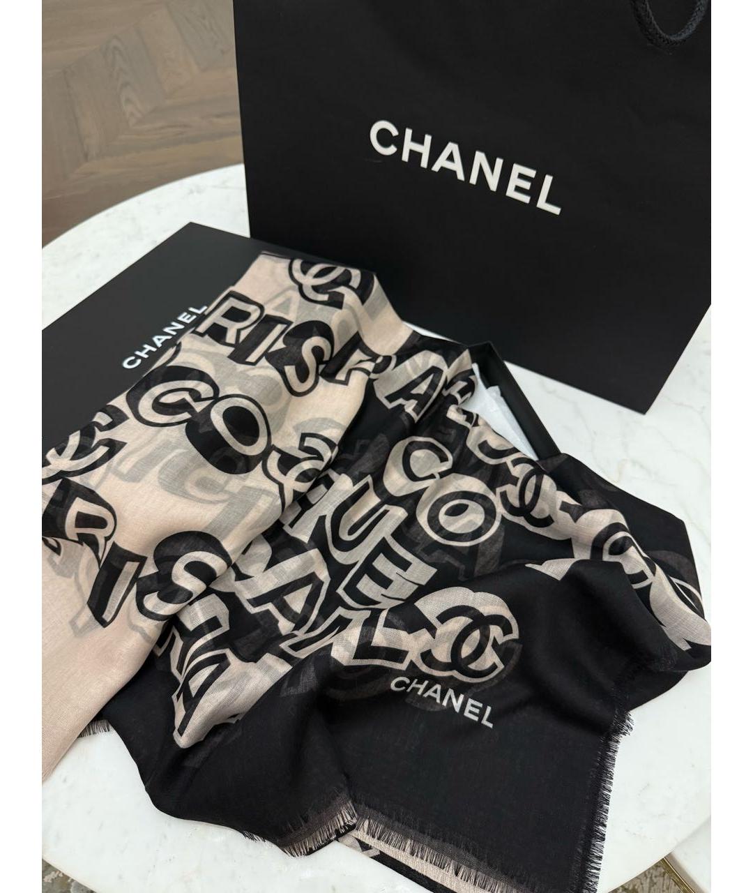 CHANEL Черный кашемировый платок, фото 4