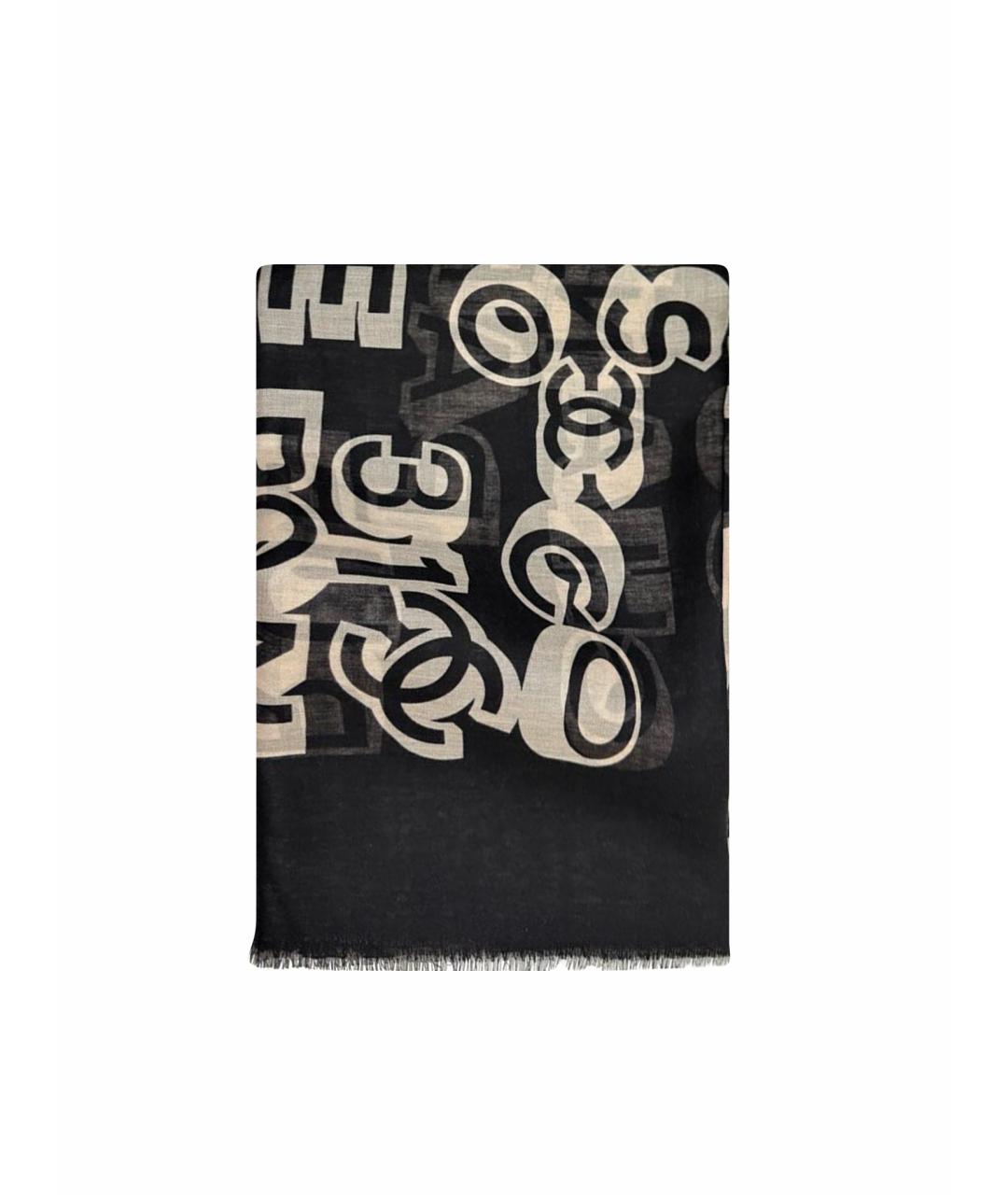 CHANEL Черный кашемировый платок, фото 1