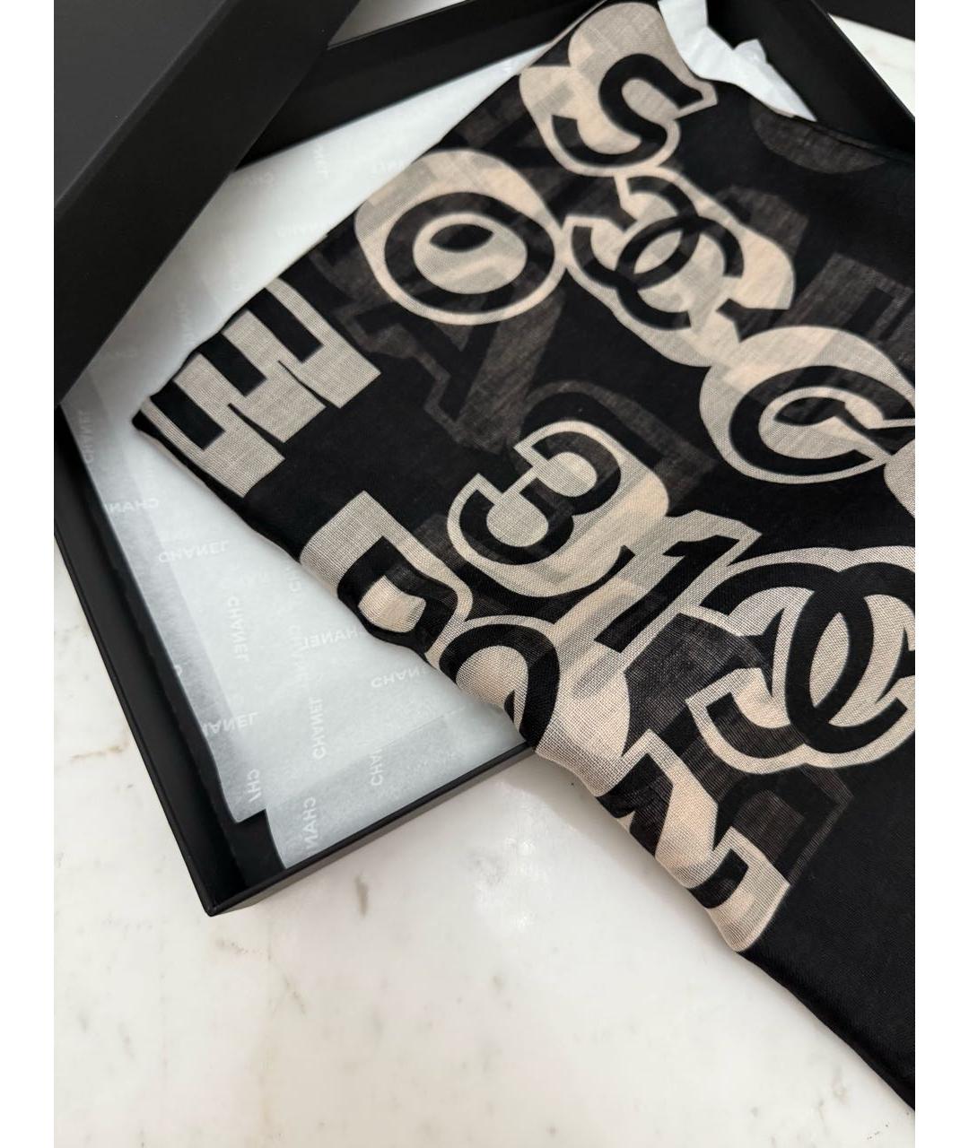 CHANEL Черный кашемировый платок, фото 2