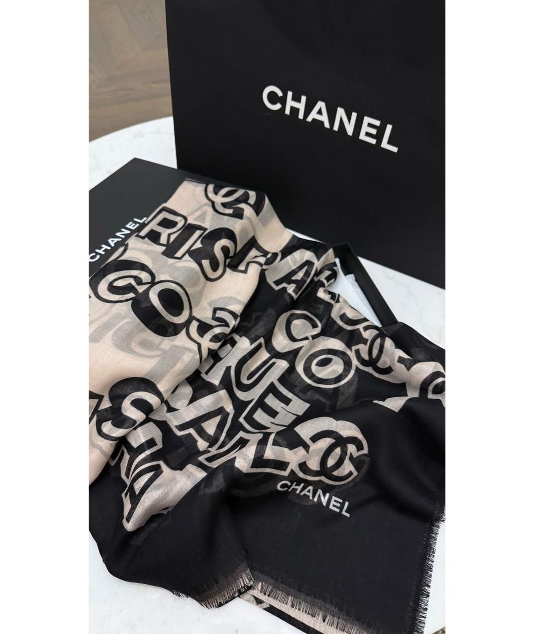 CHANEL Черный кашемировый платок, фото 3