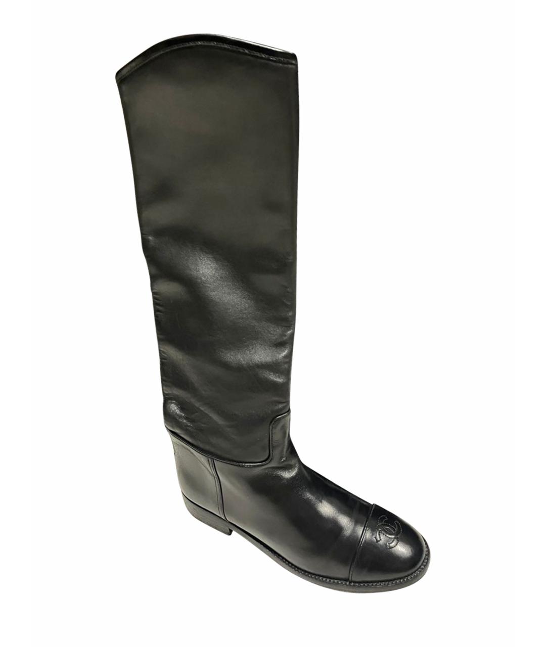 CHANEL Черные кожаные сапоги, фото 1