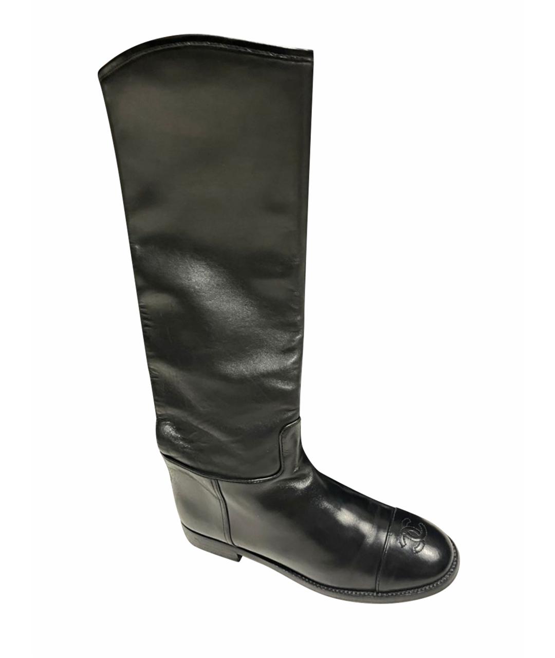 CHANEL Черные кожаные сапоги, фото 5