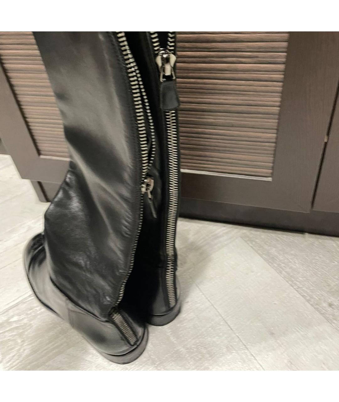 CHANEL Черные кожаные сапоги, фото 2