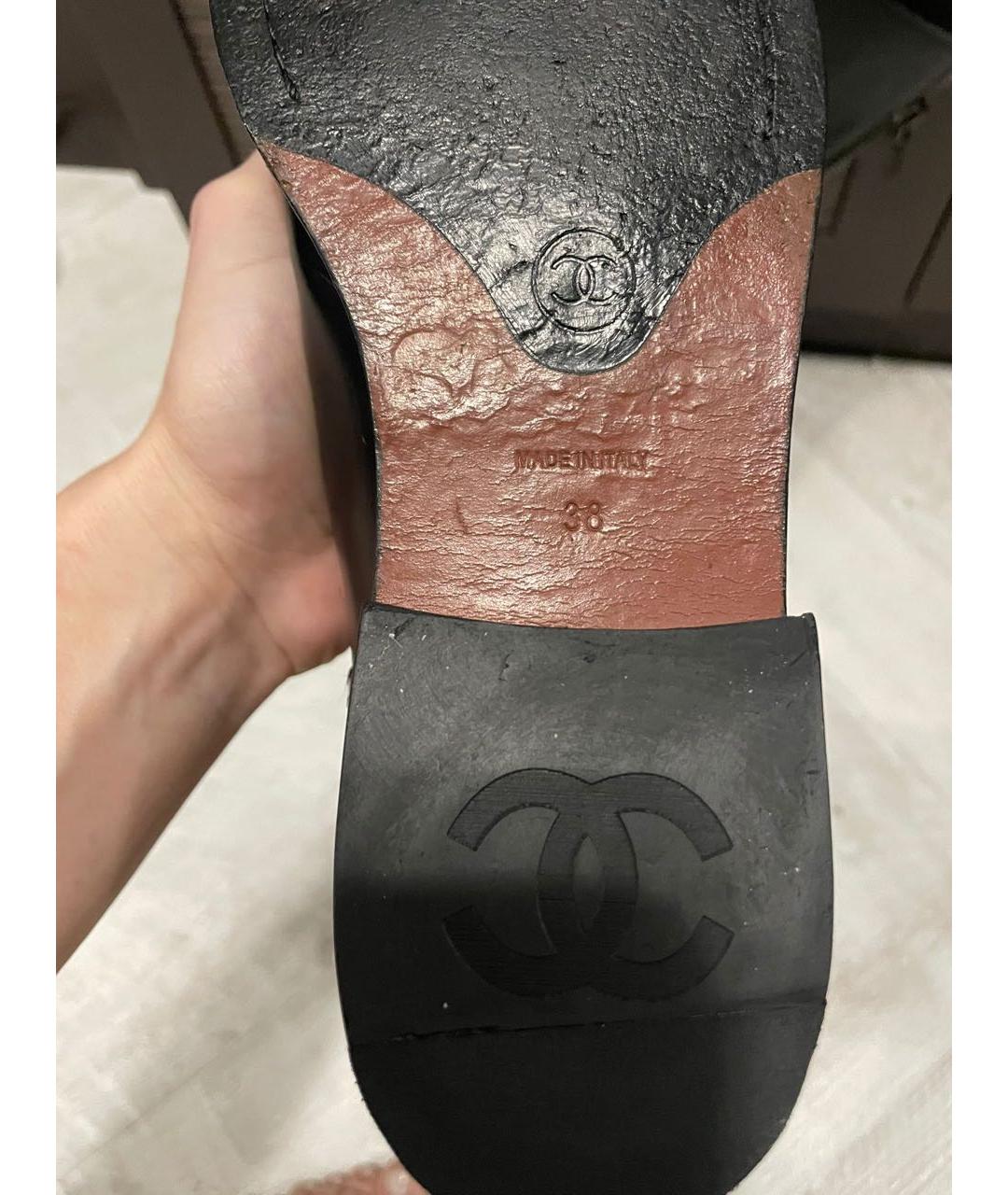 CHANEL Черные кожаные сапоги, фото 4