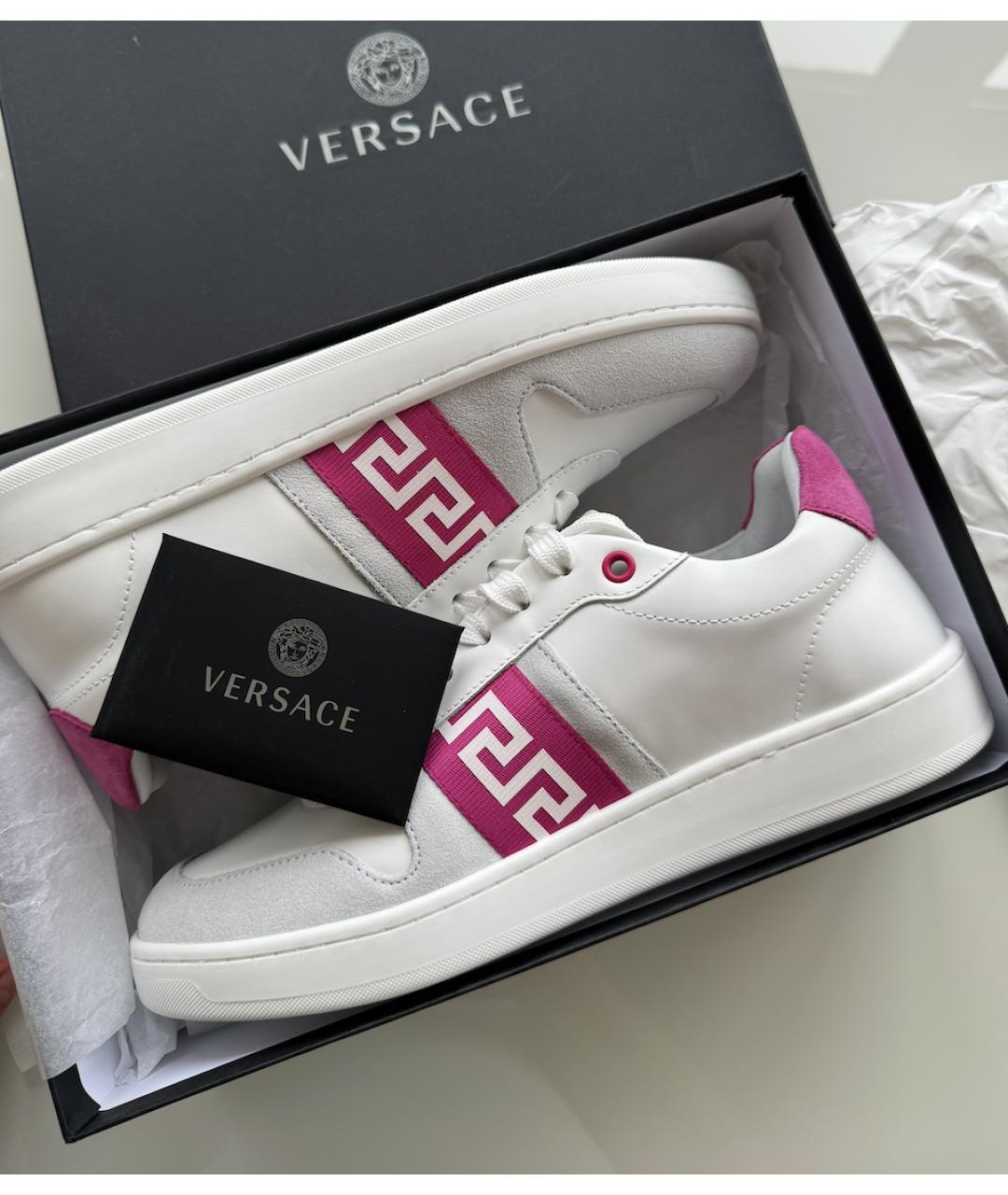 VERSACE Белые кожаные кеды, фото 4