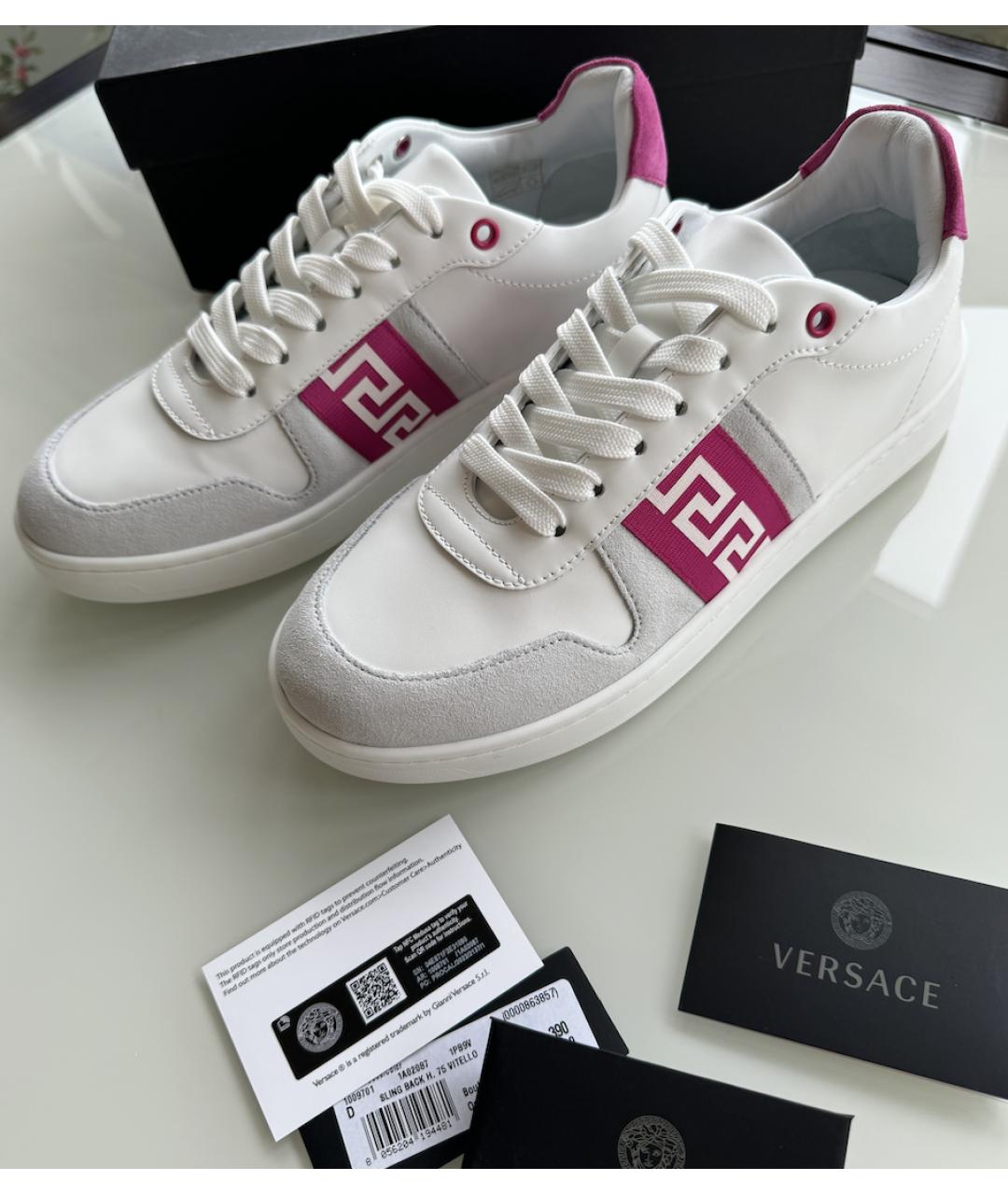 VERSACE Белые кожаные кеды, фото 8