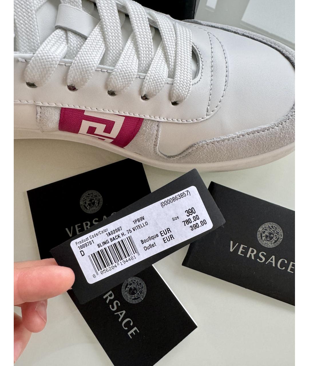 VERSACE Белые кожаные кеды, фото 6