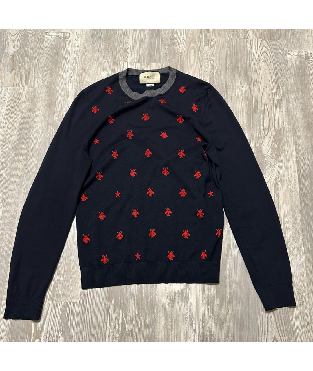 GUCCI Темно-синий шерстяной джемпер / свитер, фото 2