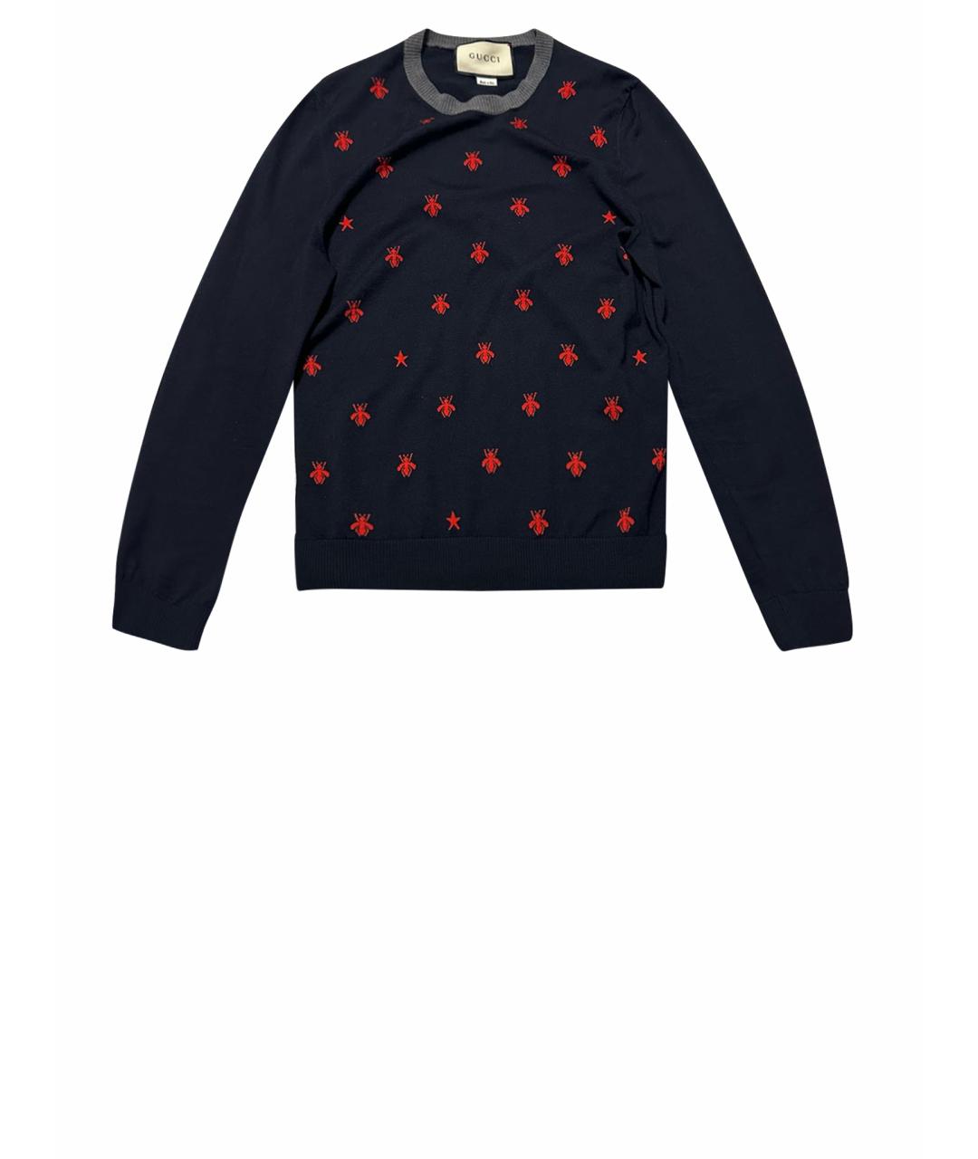 GUCCI Темно-синий шерстяной джемпер / свитер, фото 1