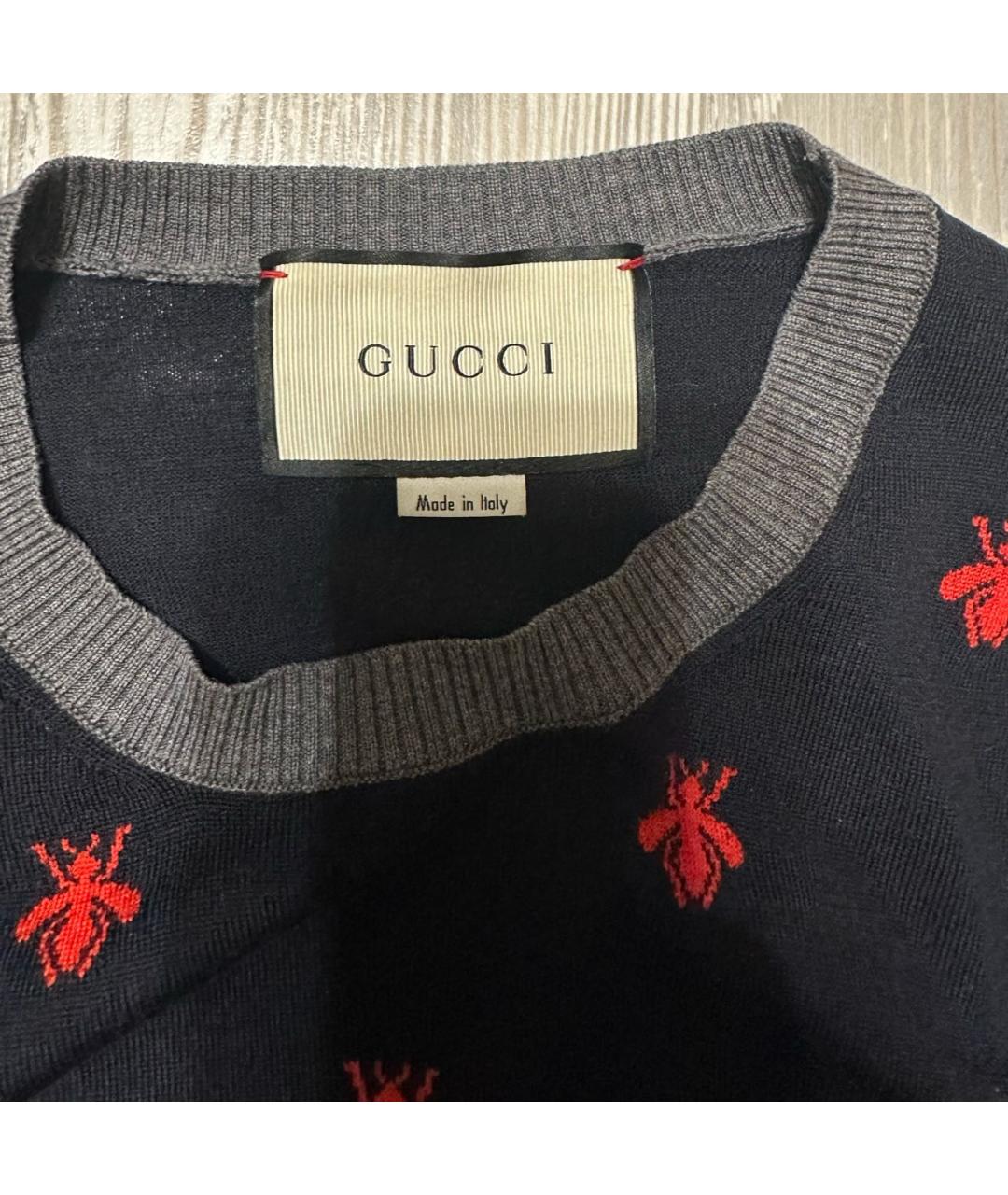 GUCCI Темно-синий шерстяной джемпер / свитер, фото 3