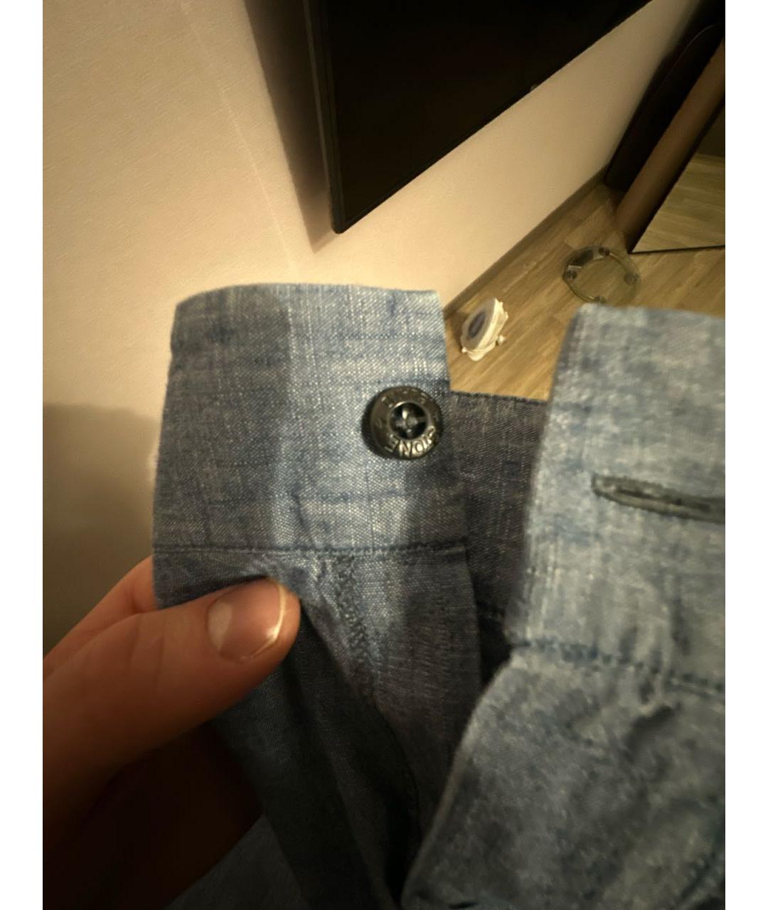 STONE ISLAND Синяя хлопковая кэжуал рубашка, фото 4