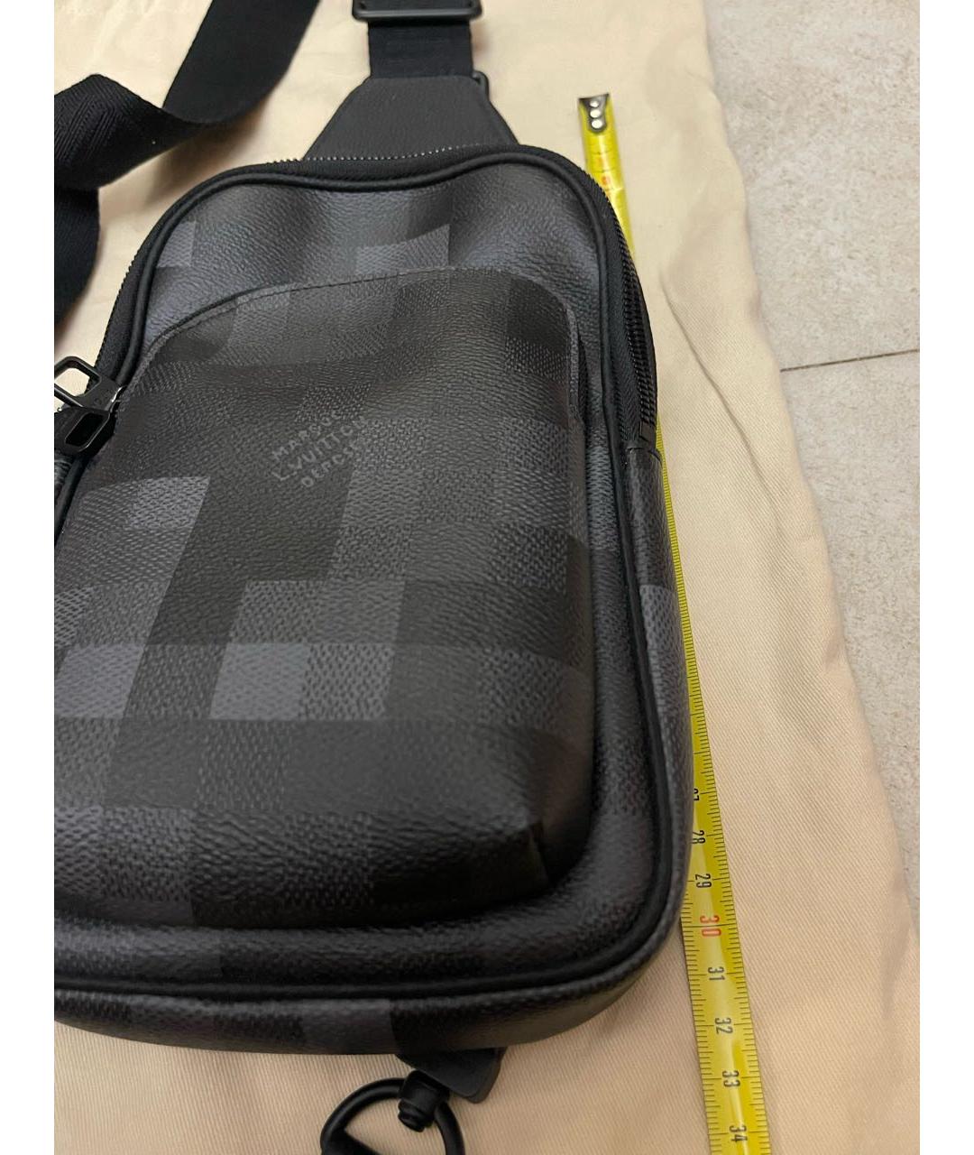 LOUIS VUITTON Черная кожаная барсетка, фото 3