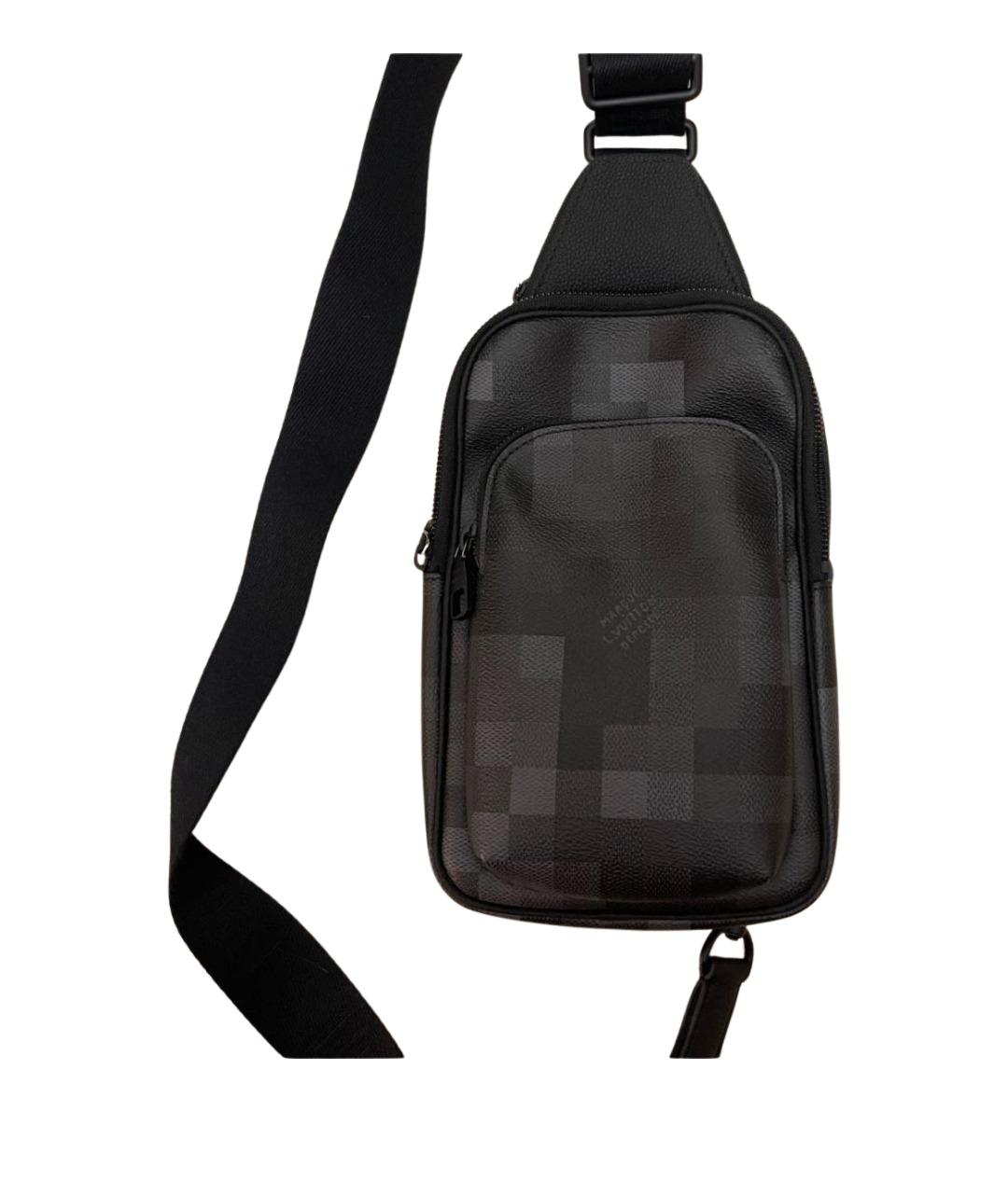 LOUIS VUITTON Черная кожаная барсетка, фото 1