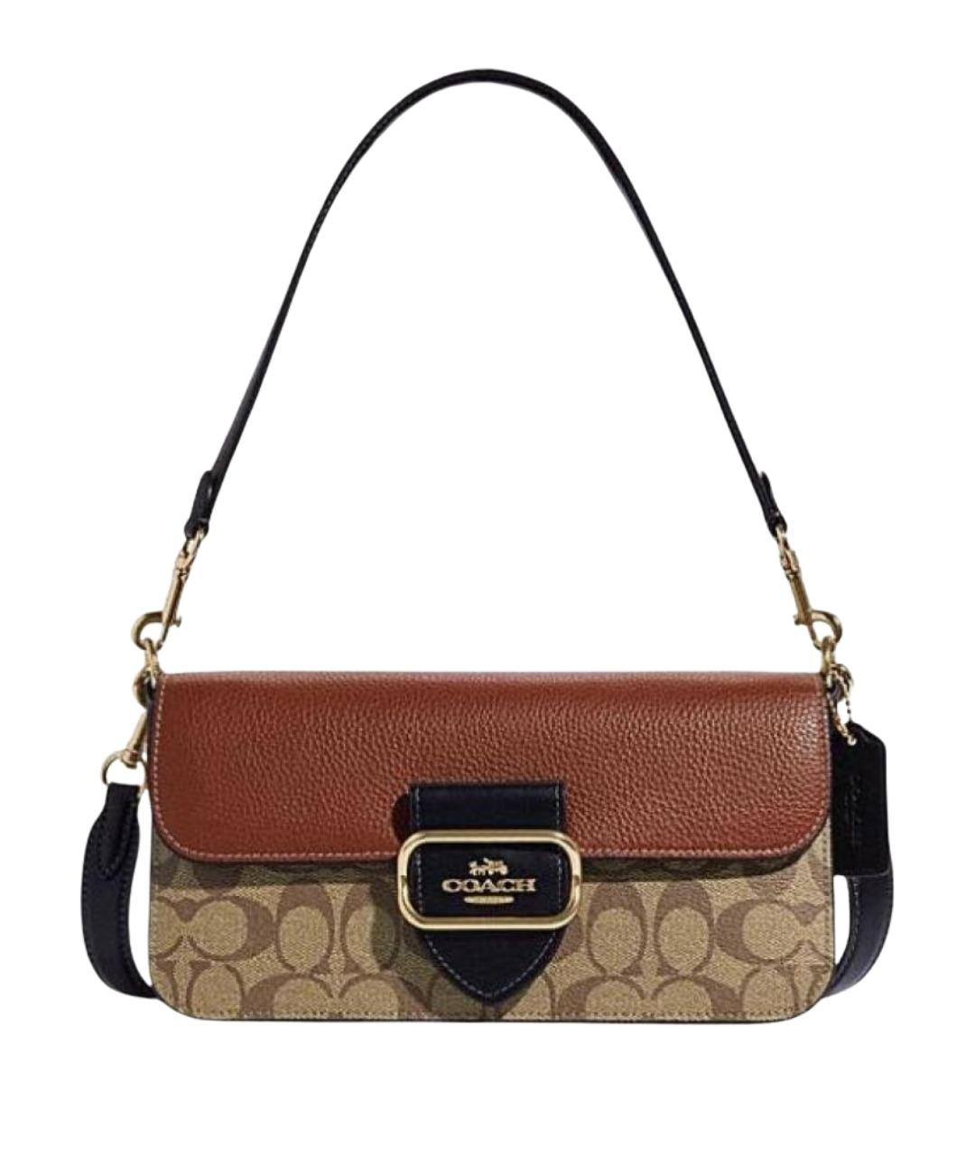 COACH Коричневая кожаная сумка через плечо, фото 1