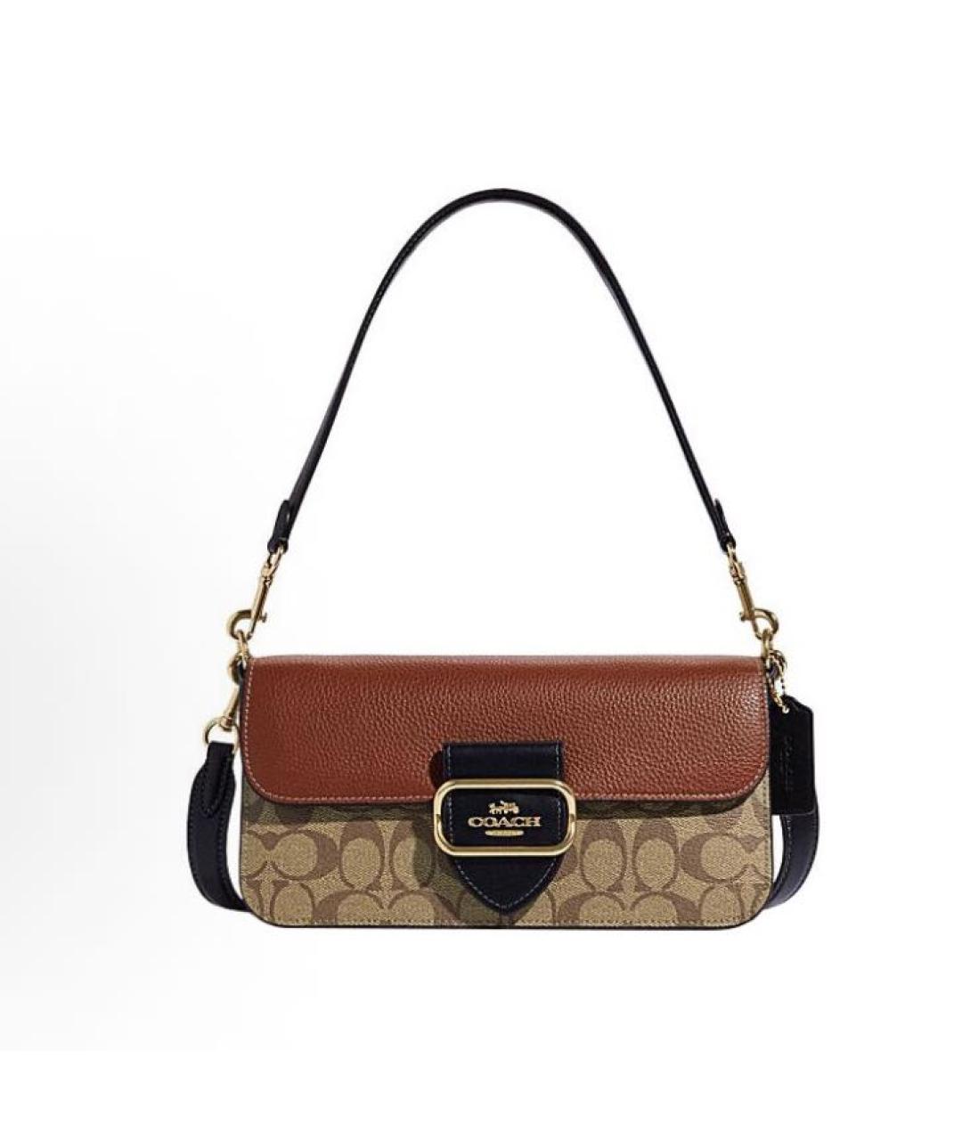COACH Коричневая кожаная сумка через плечо, фото 5