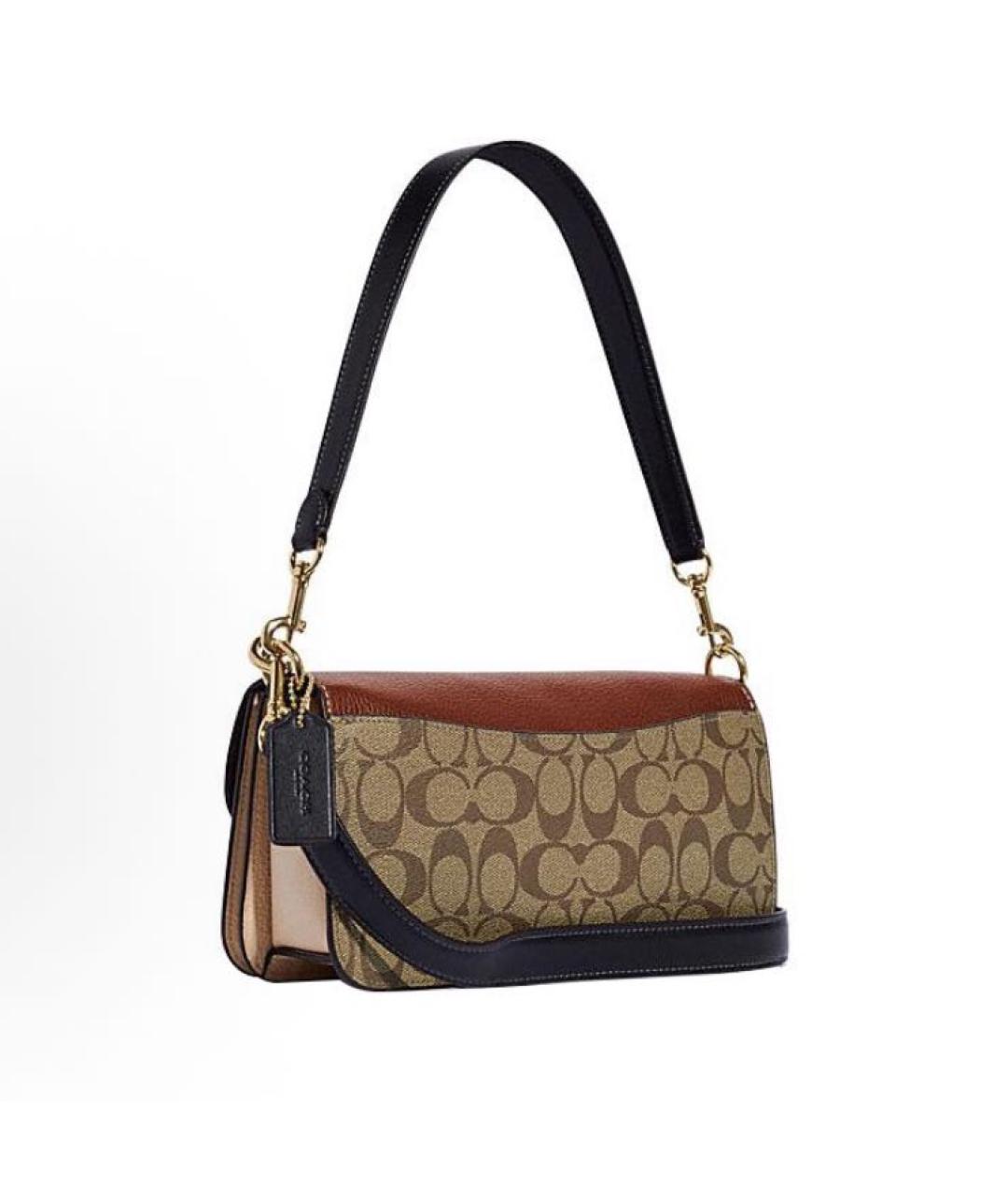 COACH Коричневая кожаная сумка через плечо, фото 3