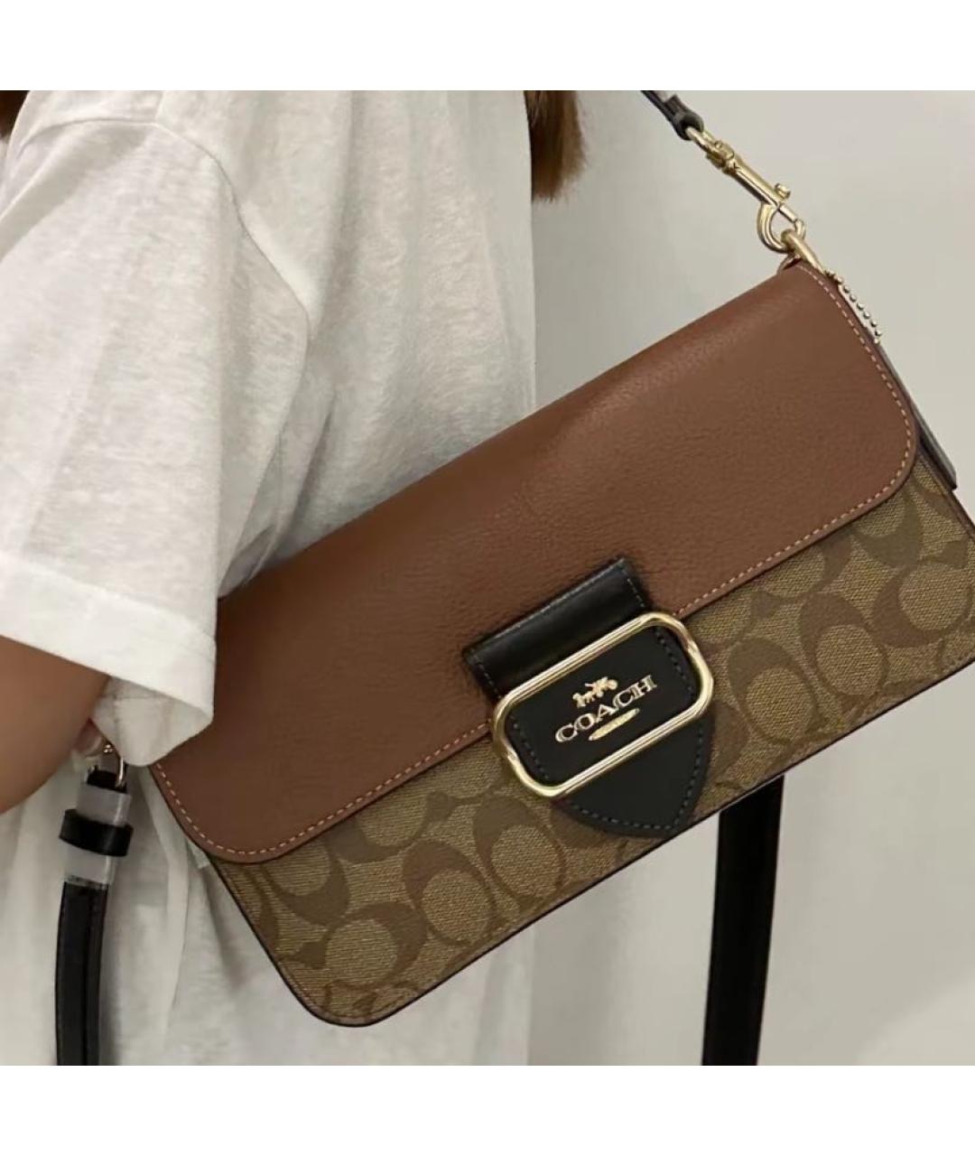 COACH Коричневая кожаная сумка через плечо, фото 2
