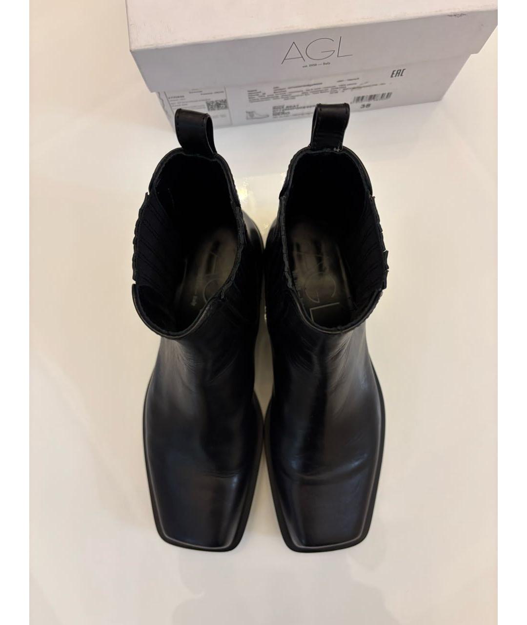 AGL Черные кожаные полусапоги, фото 4