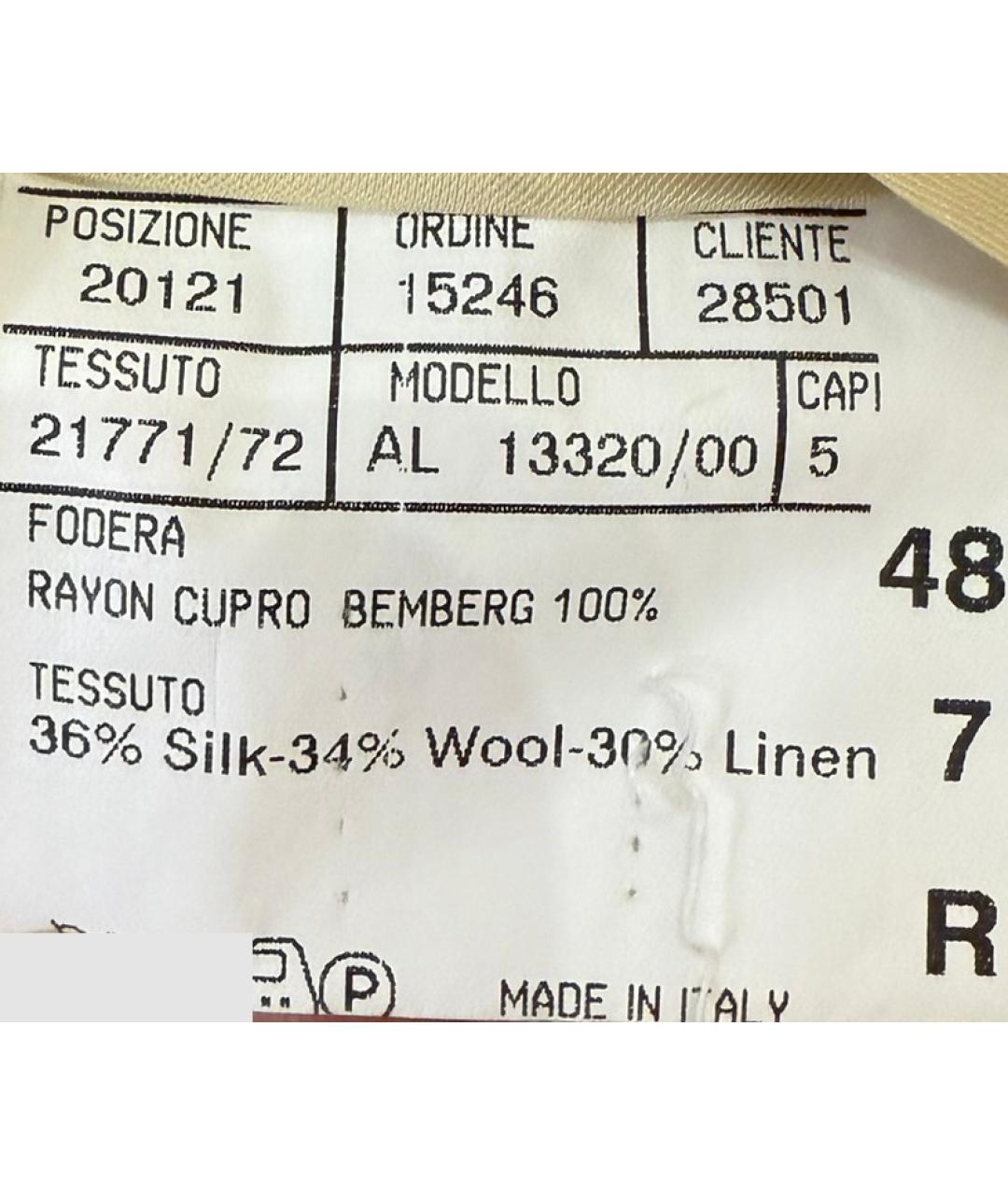 CANALI Желтый льняной пиджак, фото 4