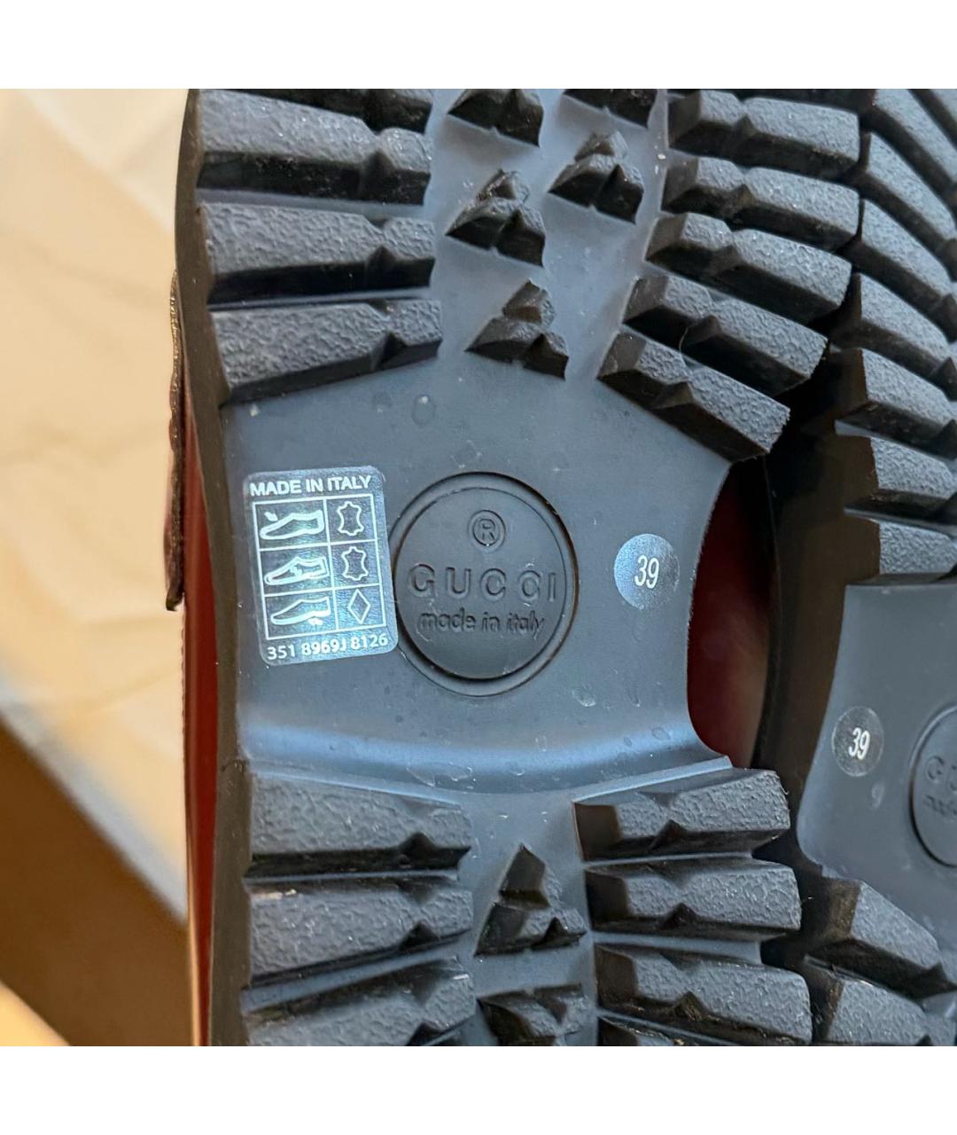 GUCCI Бордовые кожаные лоферы, фото 8