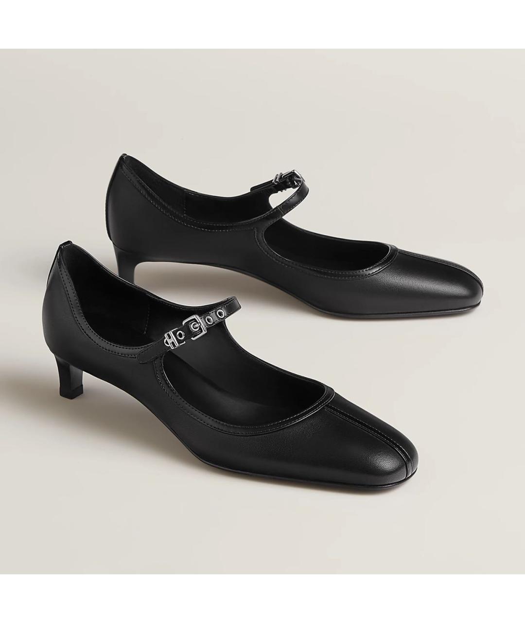 HERMES Черные кожаные туфли, фото 2