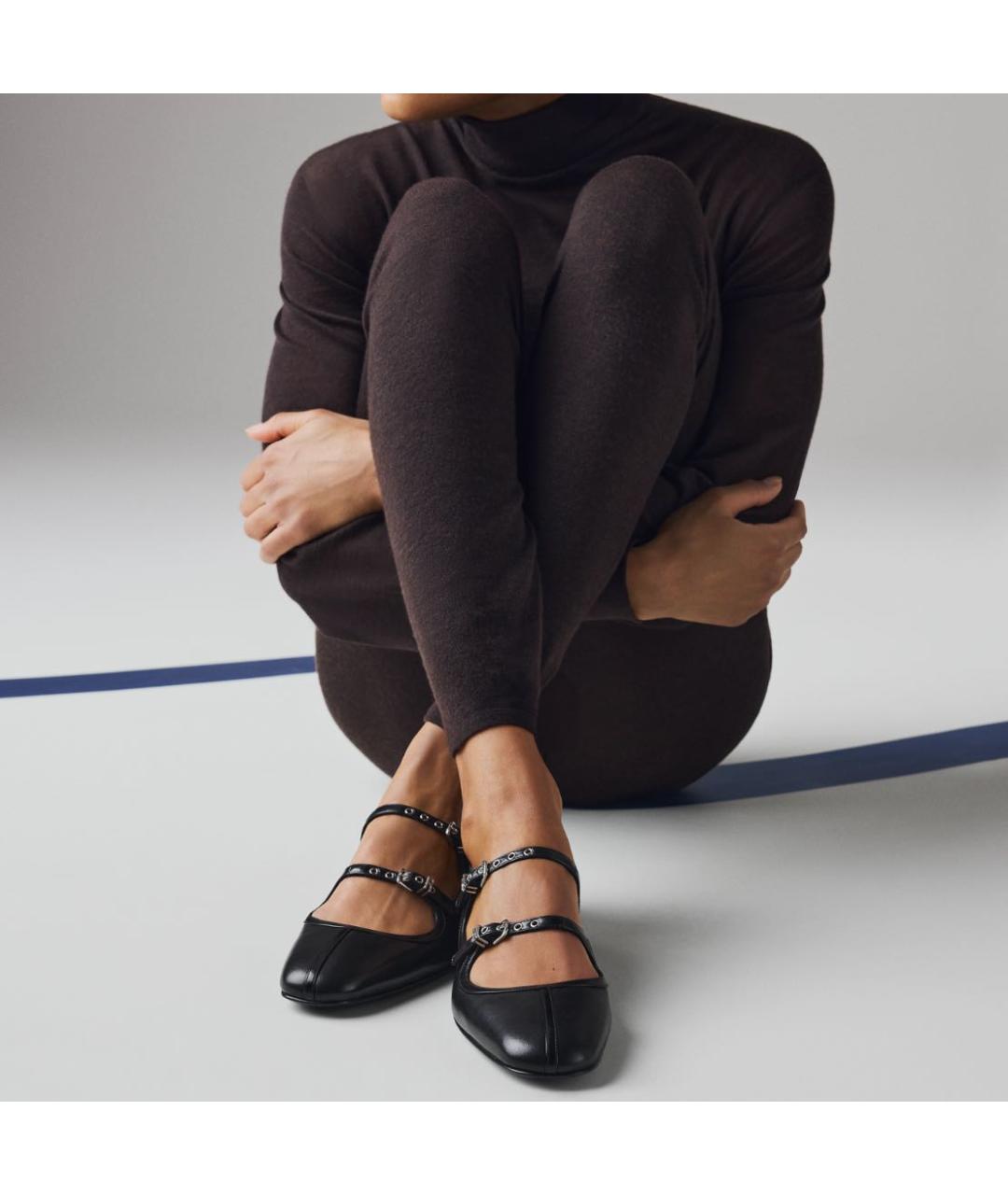 HERMES Черные кожаные балетки, фото 3