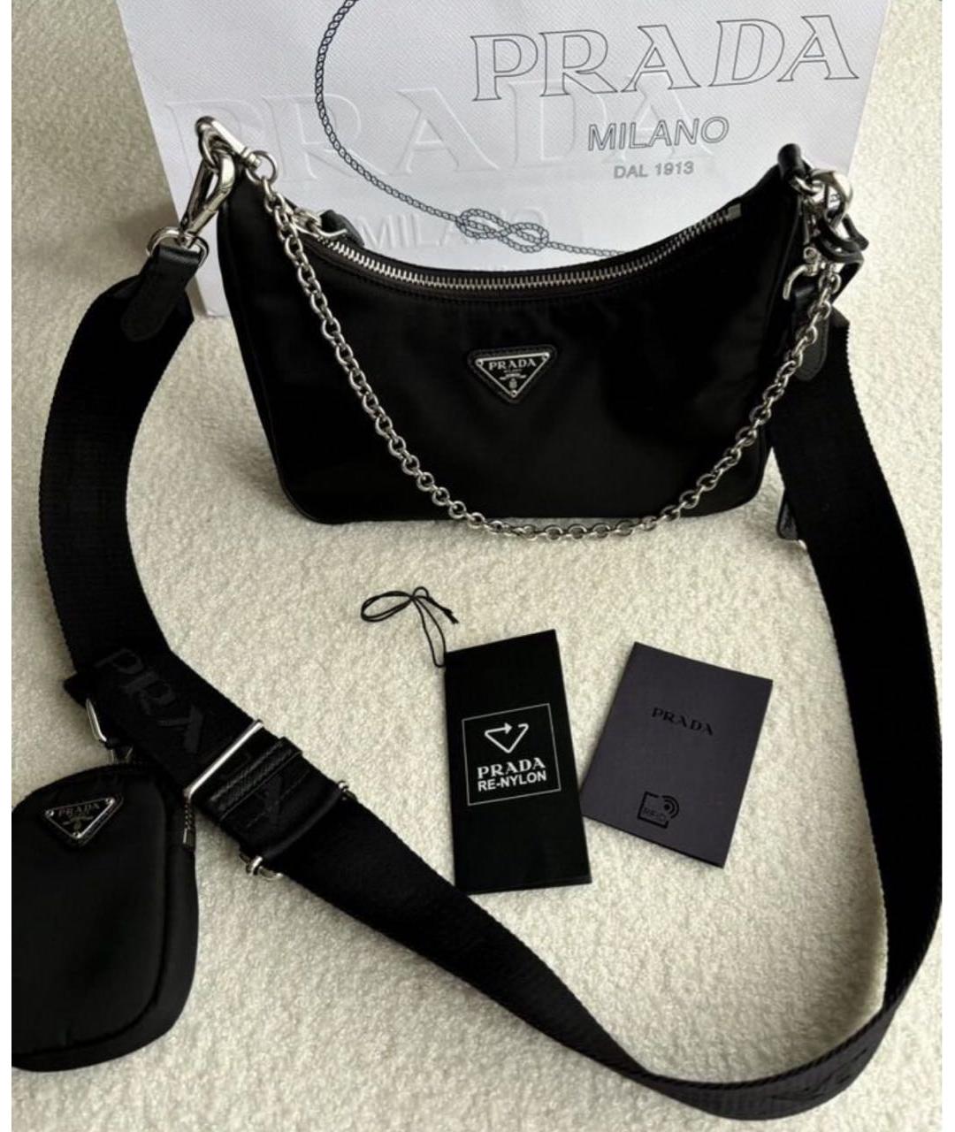 PRADA Черная синтетическая сумка через плечо, фото 7