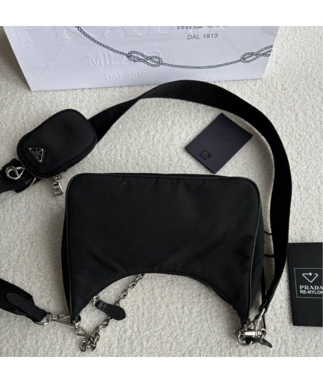 PRADA Черная синтетическая сумка через плечо, фото 4