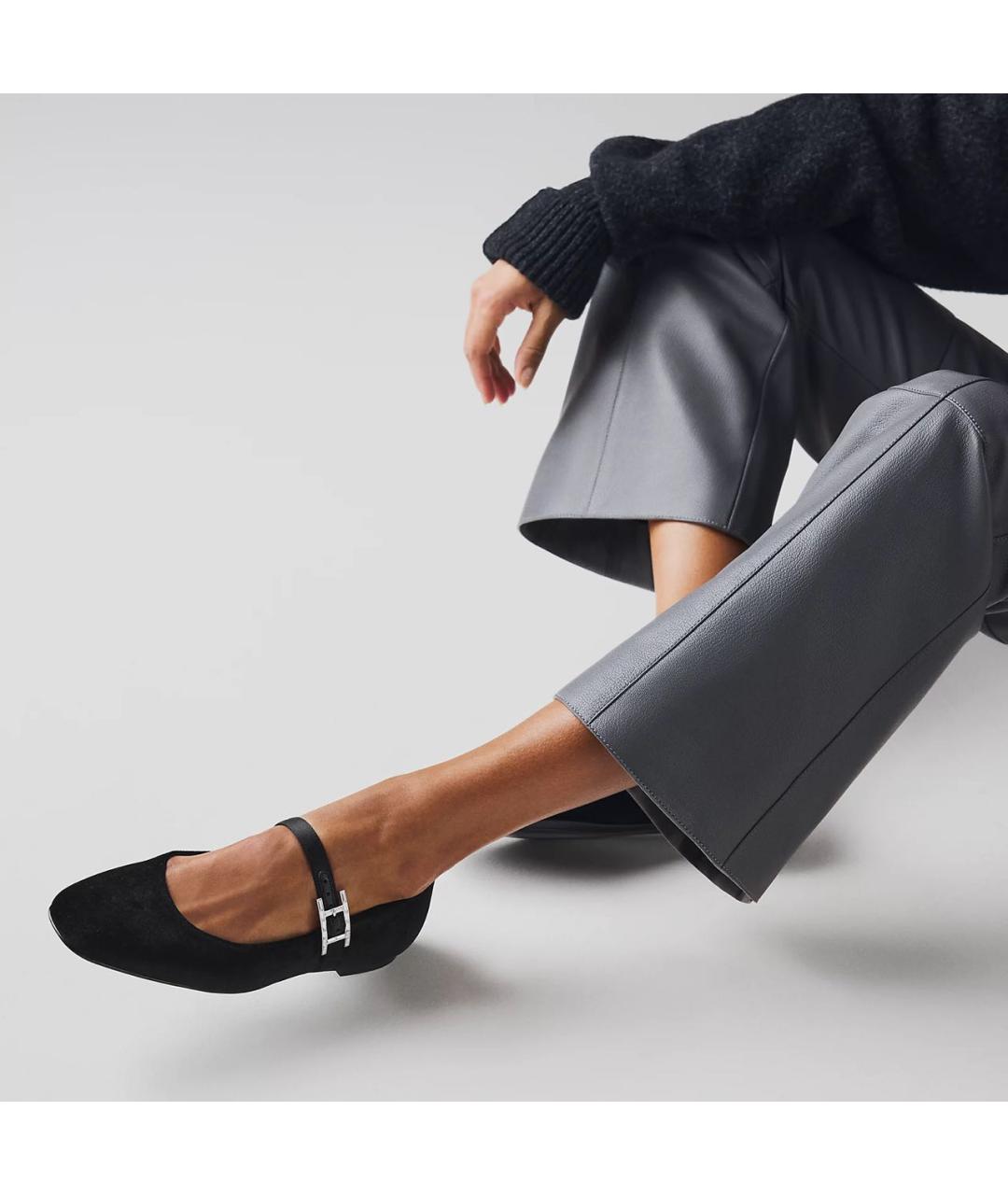 HERMES Черные кожаные балетки, фото 3