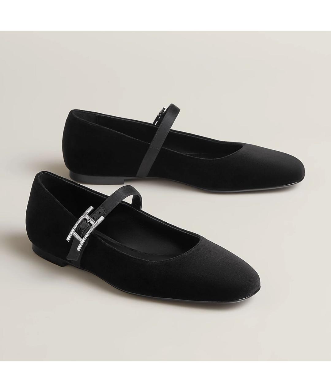HERMES Черные кожаные балетки, фото 2