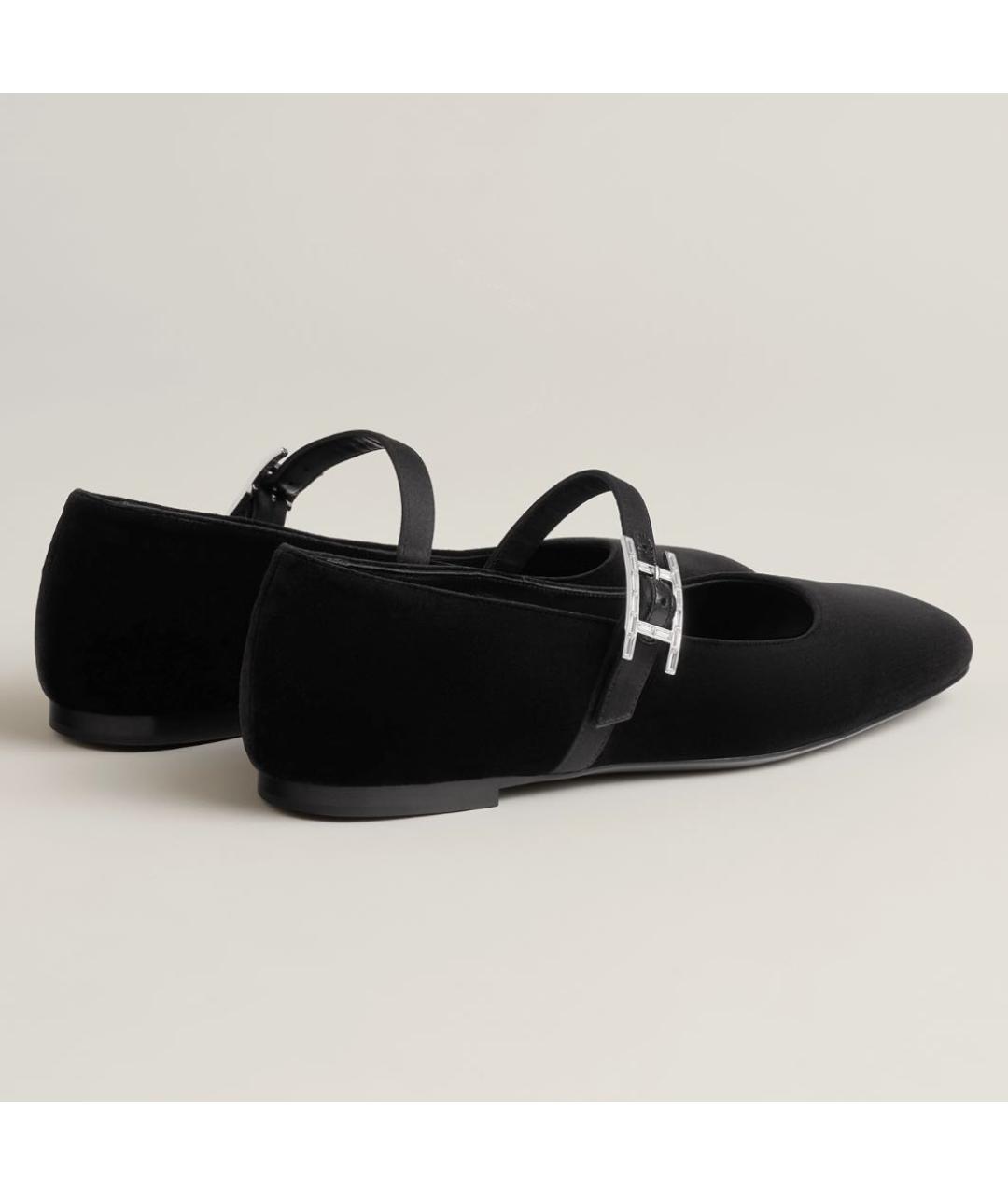 HERMES Черные кожаные балетки, фото 4